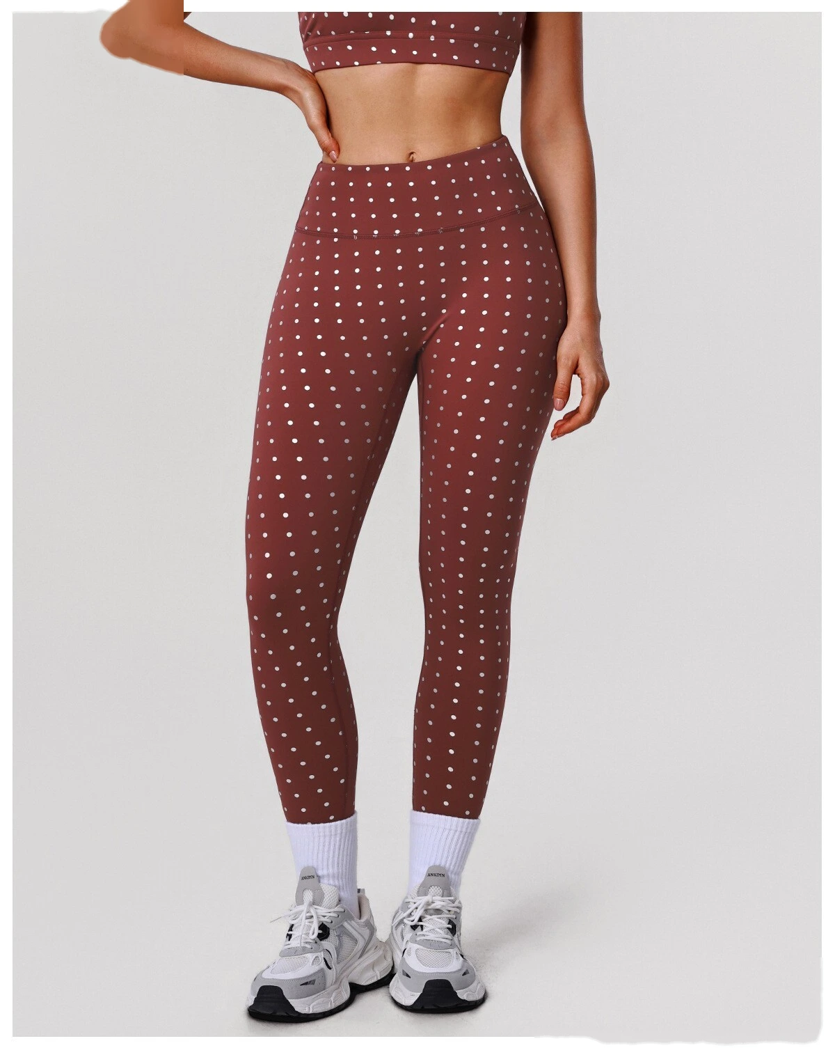 Bulk Custom Silver Polka Dot Yoga Leggings - Factory Direct High-Waisted Tights Products detail