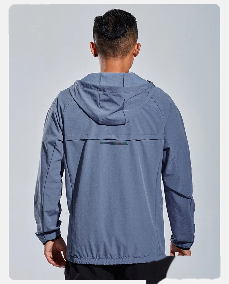 Customized sportswear men's outdoor running quick-drying fitness hooded cardigan training sports coat detail