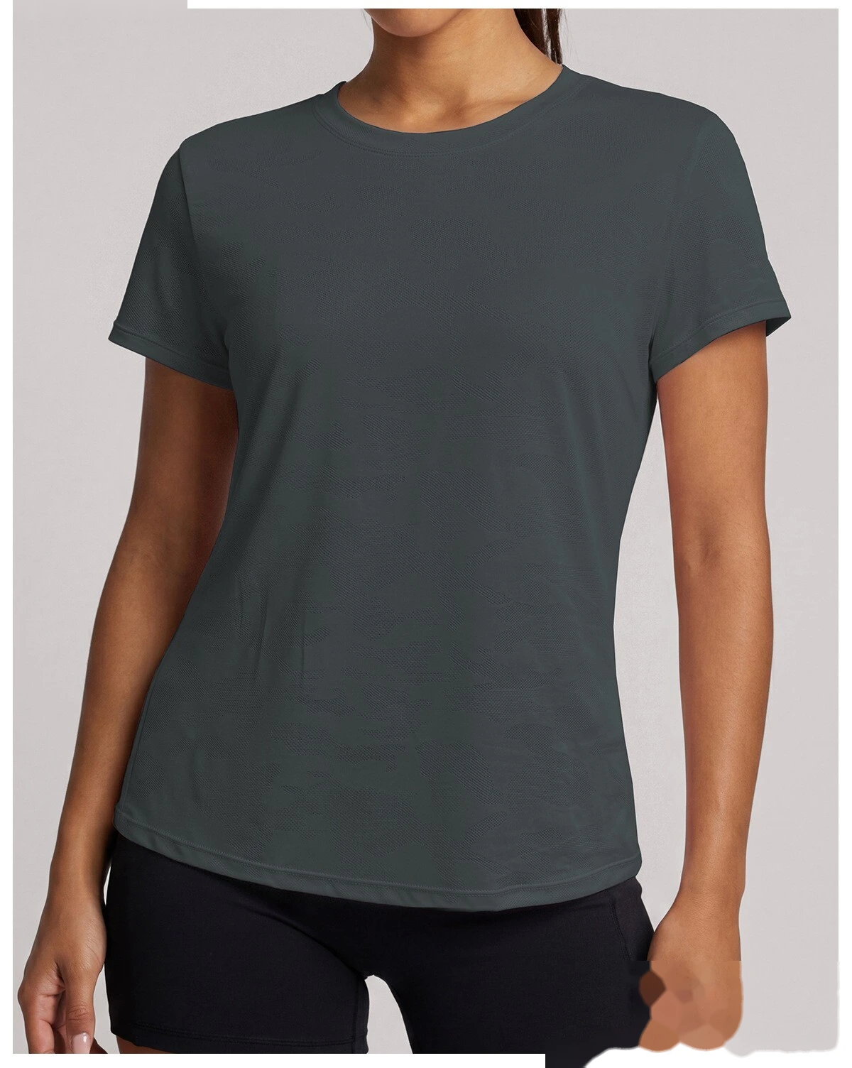 Summer short-sleeved women's new Jacquard running training suit fitness sports shirt T-shirt breathable blouse detail