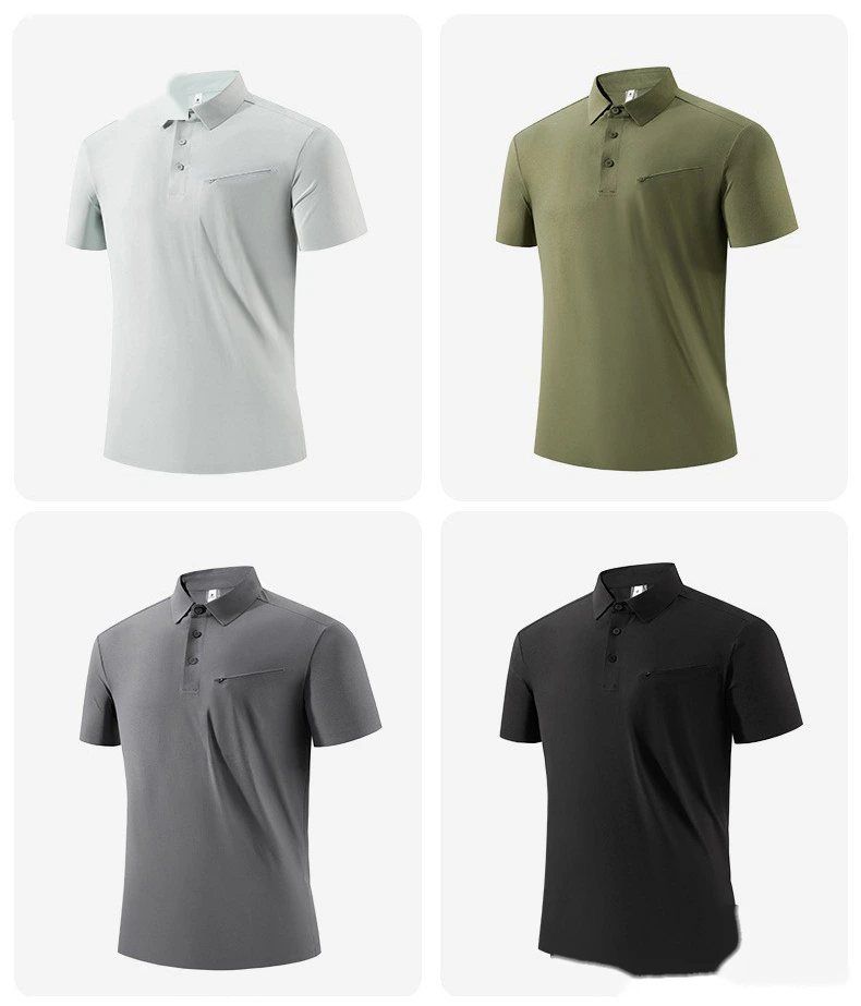 POLO shirt golf quick-drying clothes stand collar zipper fashion running casual men's design top detail
