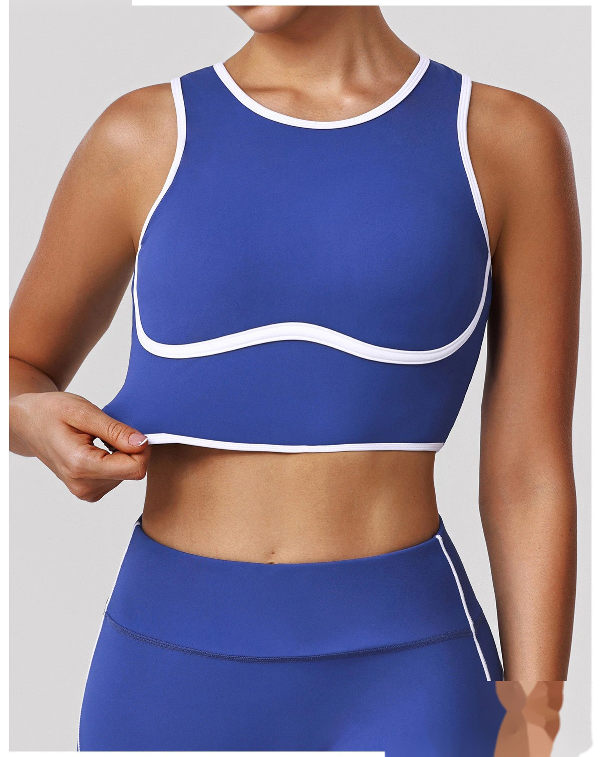 Bulk Custom Color Block Beauty Back Sports Bra - Padded High Support Shockproof Yoga Gym Running Activewear detail