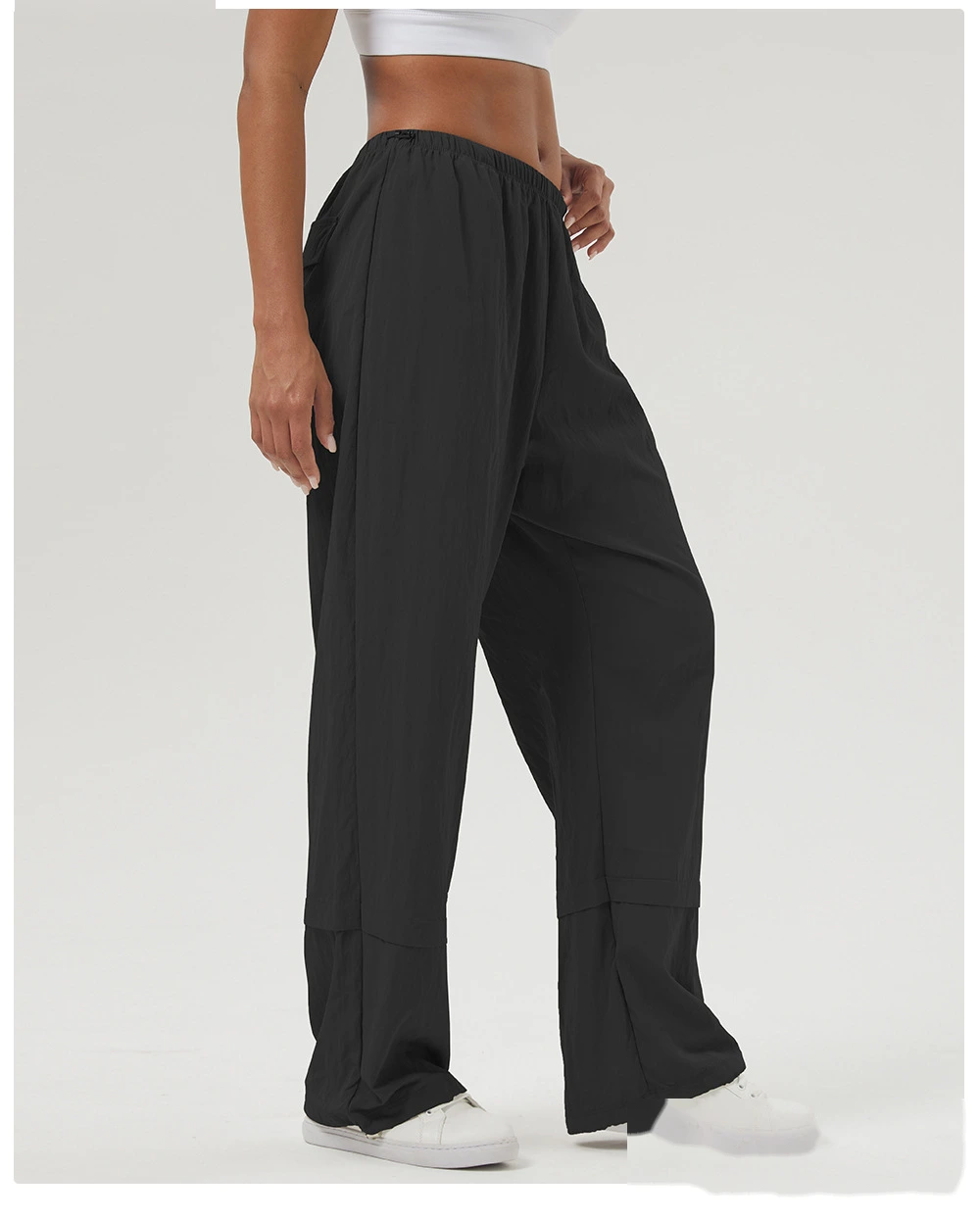 Custom-made loose casual overalls women's high-waisted leg straight pants autumn and winter outdoor sports pants detail
