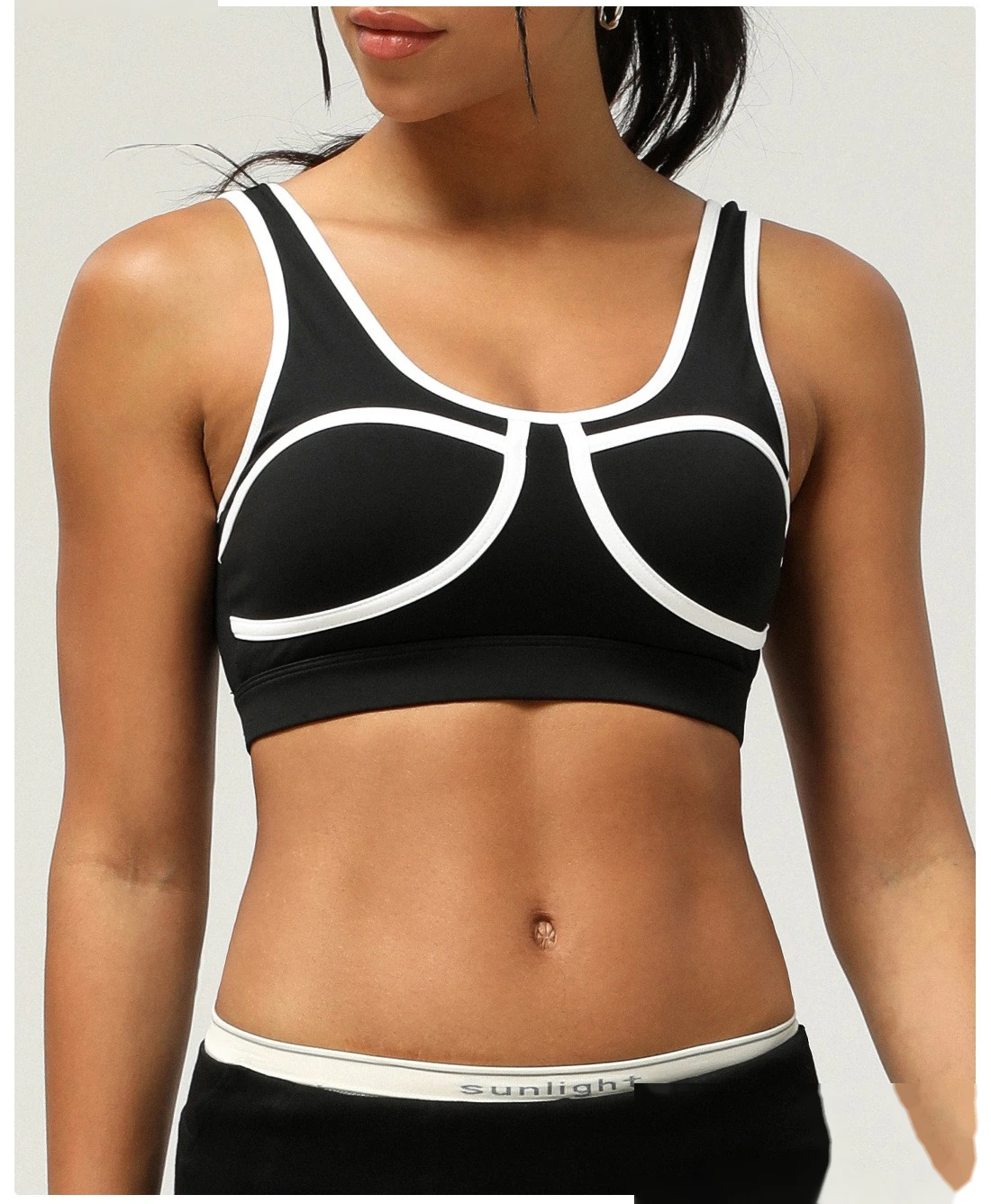 Quality Customized contrast sports bra hollow back yoga bra women's running fitness suit top Manufacturer detail