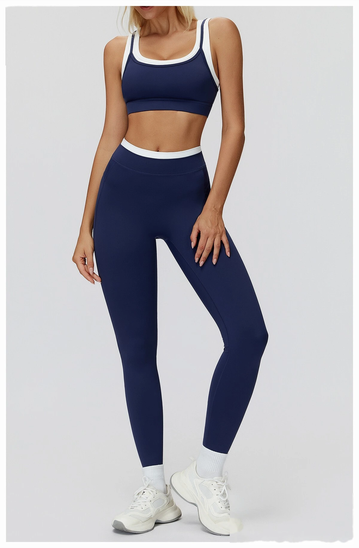 Customizable EU-US Athletic Leggings | Women's Ribbed High-Waist Contrast Tights, Yoga & Running detail