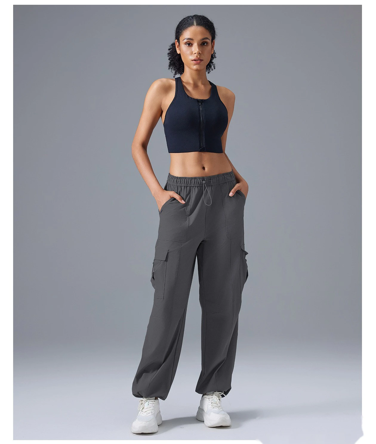 Customize the new loose-legged, wide-leg sports and fitness pants, casual overalls and trousers for women. detail