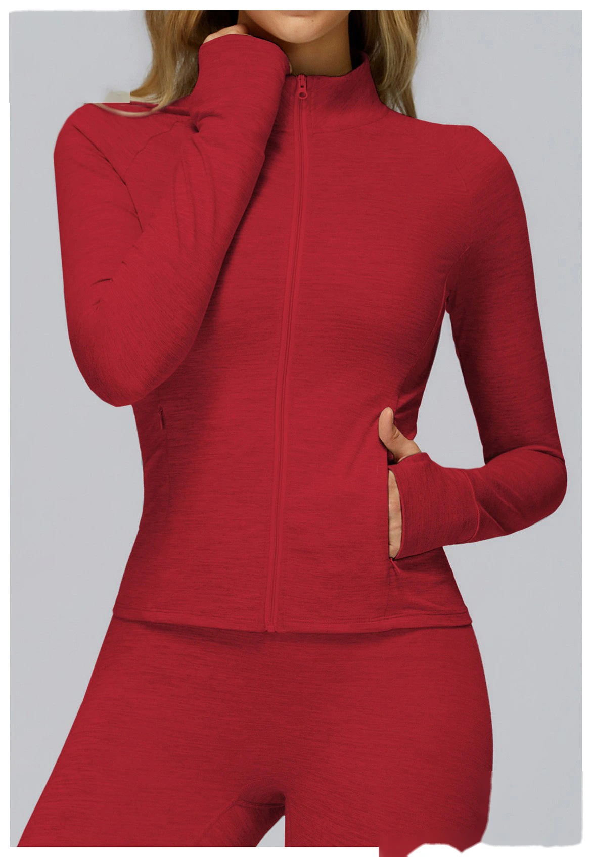 Customized long sleeve jacket zipper pocket quick-drying tight top outdoor sports running fitness jacket detail