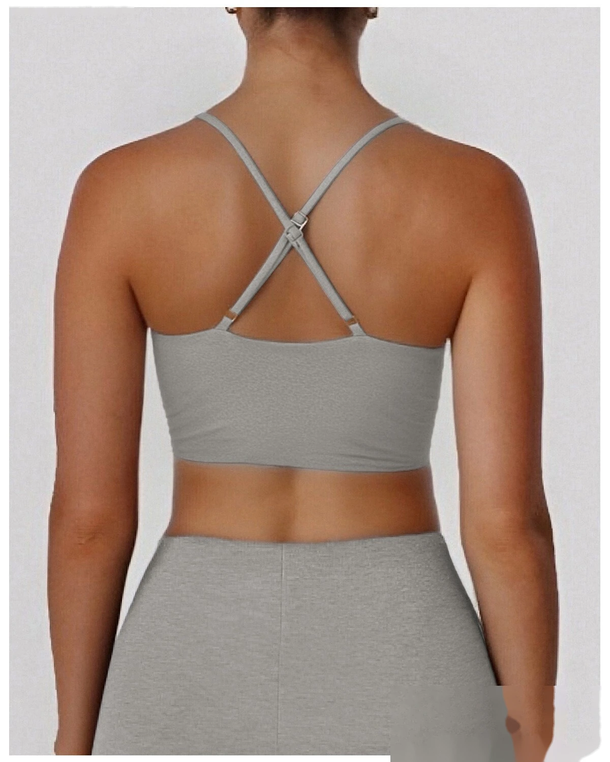 Women's Nude Feel Cutout Thin Strap Sports Bra Shockproof Push Up Racerback for Running Yoga Gym detail