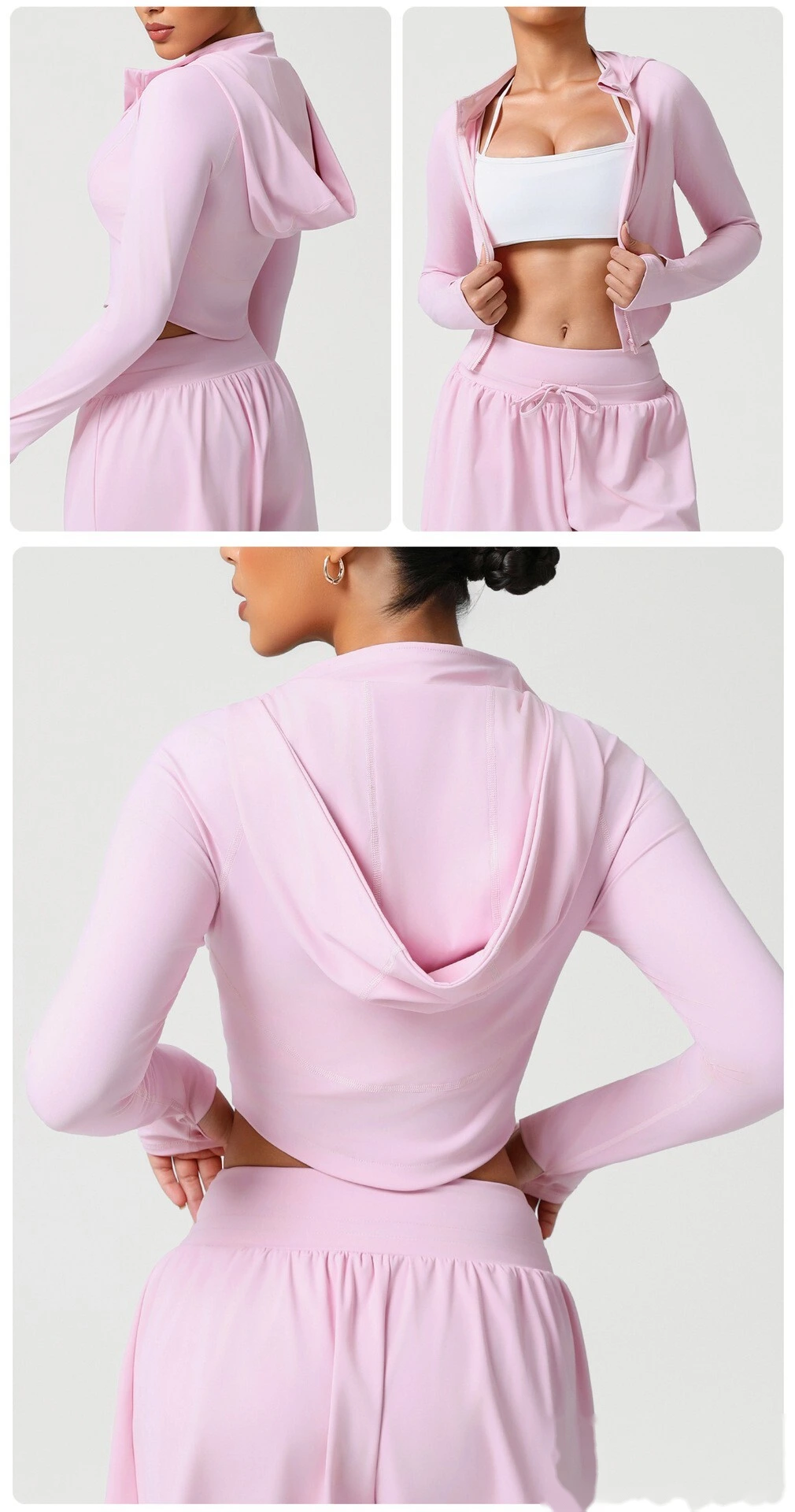 Customized Slim-fit Running Shirt New Fashion Fitness Jacket Naked Long-sleeved Yoga Dress Women detail