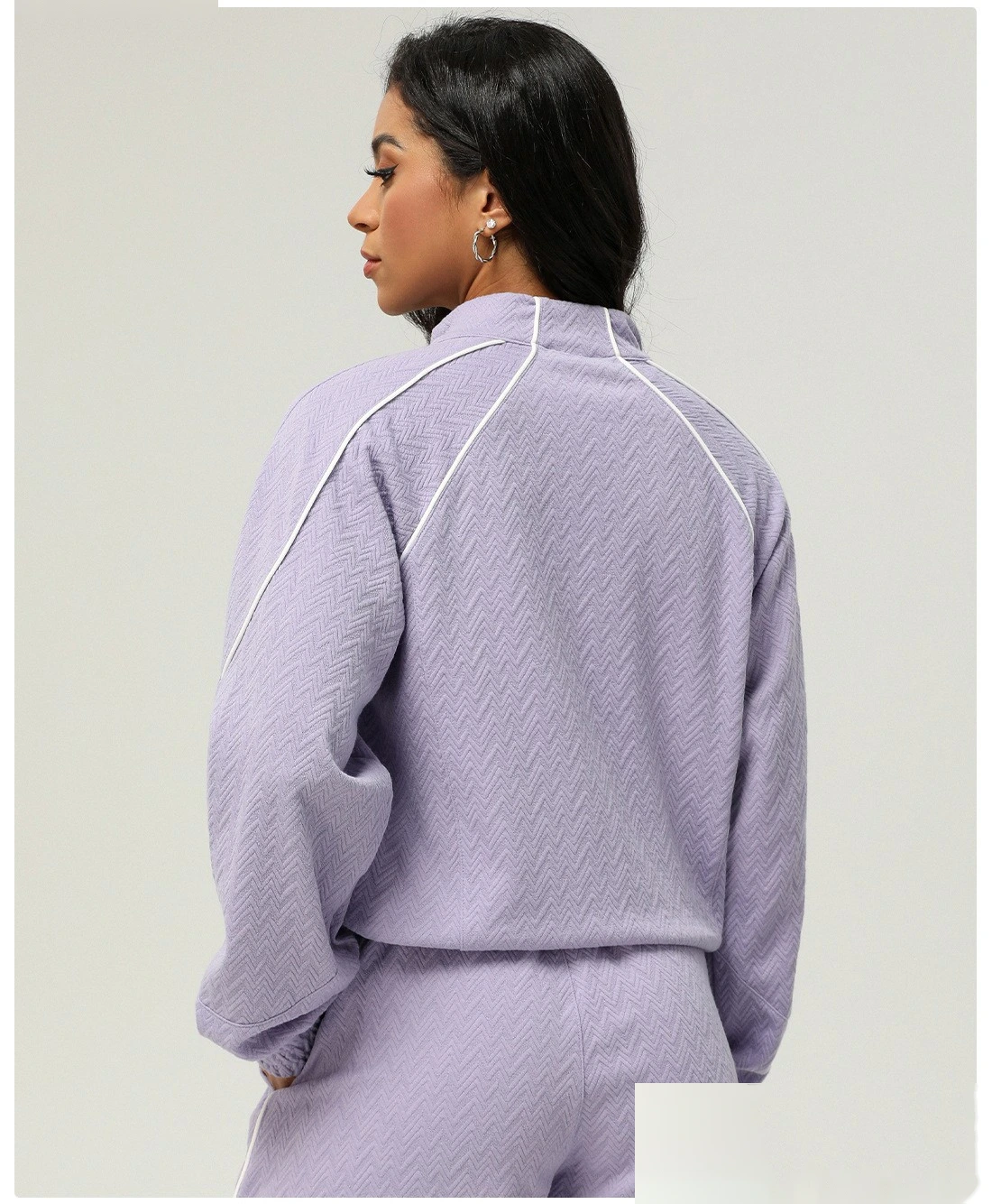 Custom autumn and winter sports and leisure collar jacket women's sweater outdoor fitness coat zipper coat detail