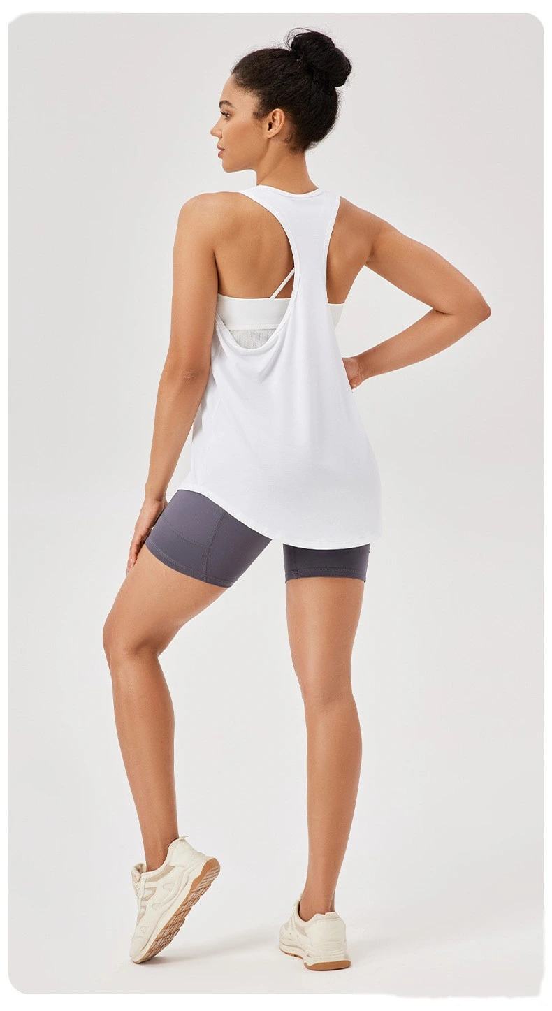 Sports blouse loose suspender vest yoga clothes breathable sleeveless fitness running top detail