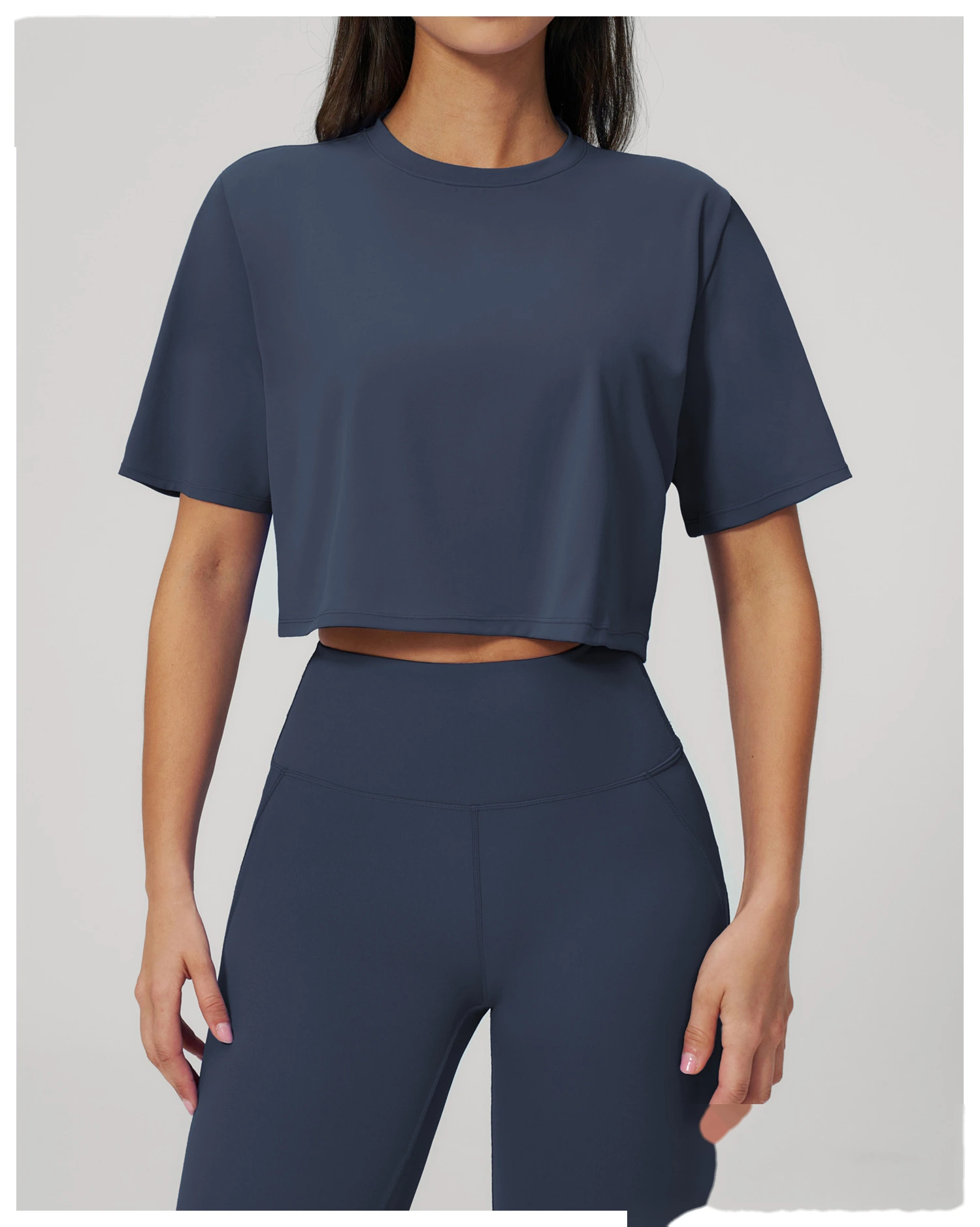 Custom Women’s Loose Fit Cropped Workout Top Short Sleeve Yoga T-Shirt Running Gym Activewear detail