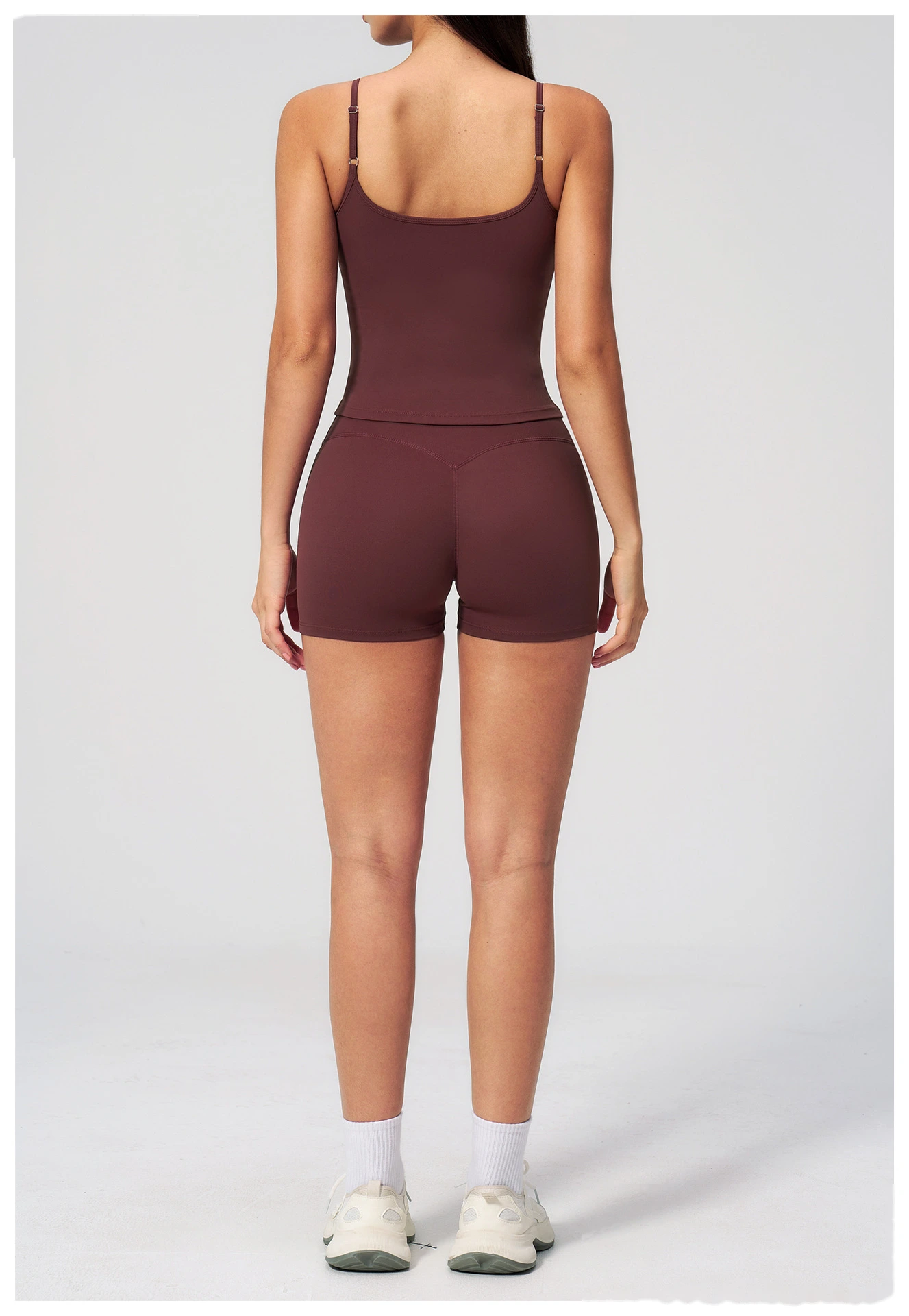 Women's Yoga Set, Slim Fit Sports Tank Top and Hip Lifting High Stretch Yoga Shorts for Running Workout detail