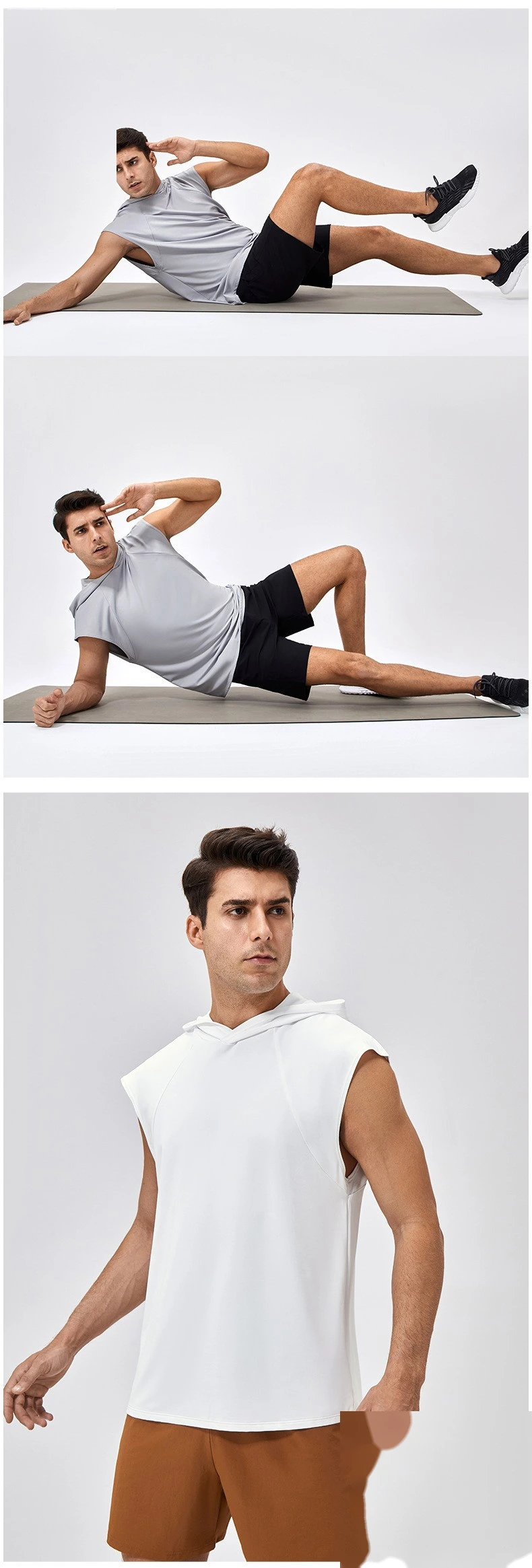 Customized men's loose quick-drying basketball running jacket hooded fitness vest detail