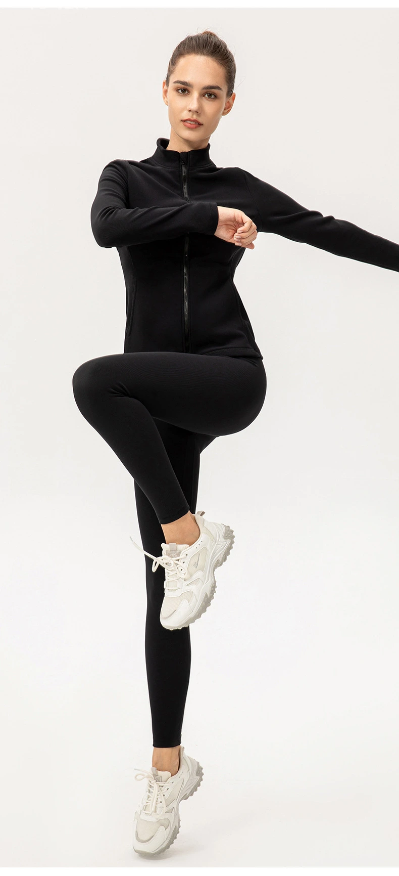 Women high waisted leggings front no seam yoga workout pants detail