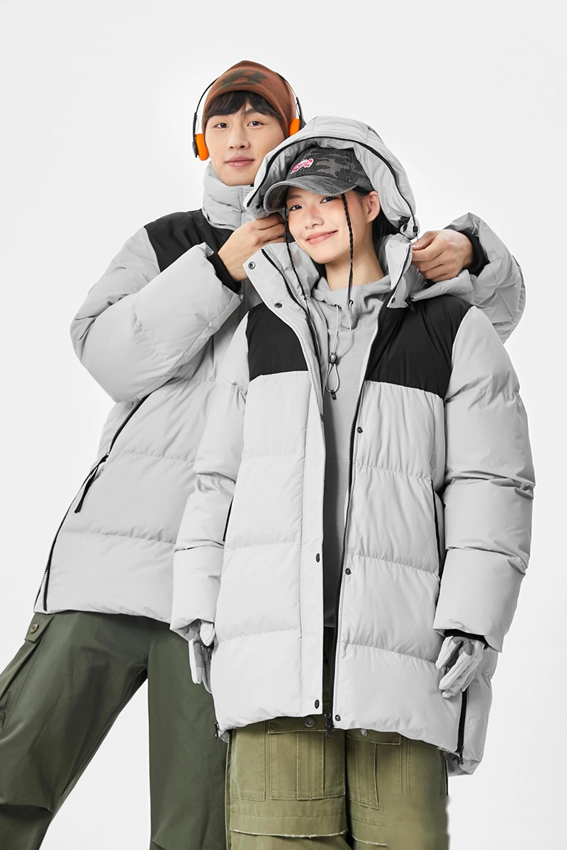 Customize winter men's and women's windproof warm contrast fashion cotton-padded coat. detail