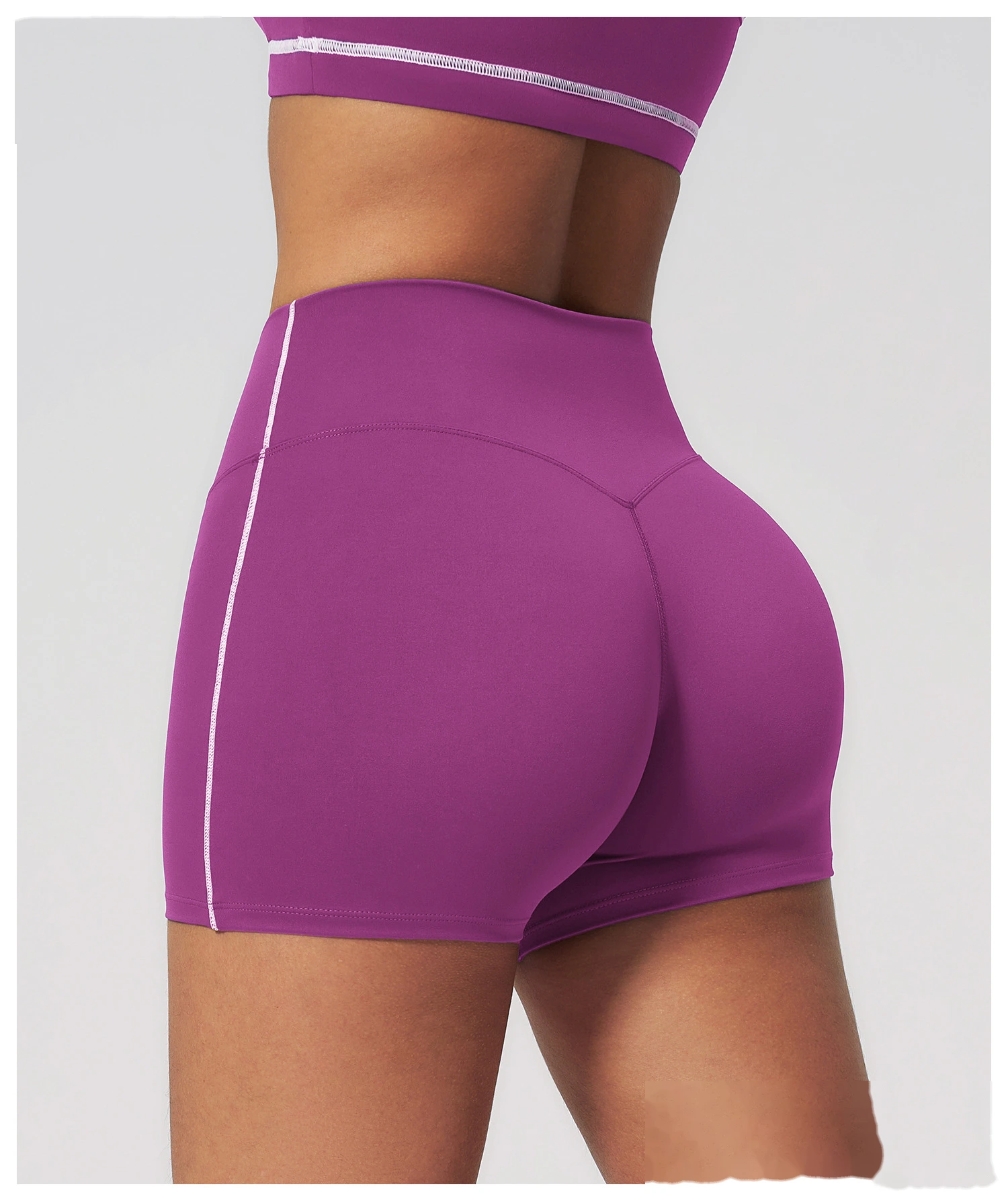High Waist Peach Hip Naked Feel Yoga Shorts, Elastic Tight Sports Fitness Yoga Short Outfit for Women detail