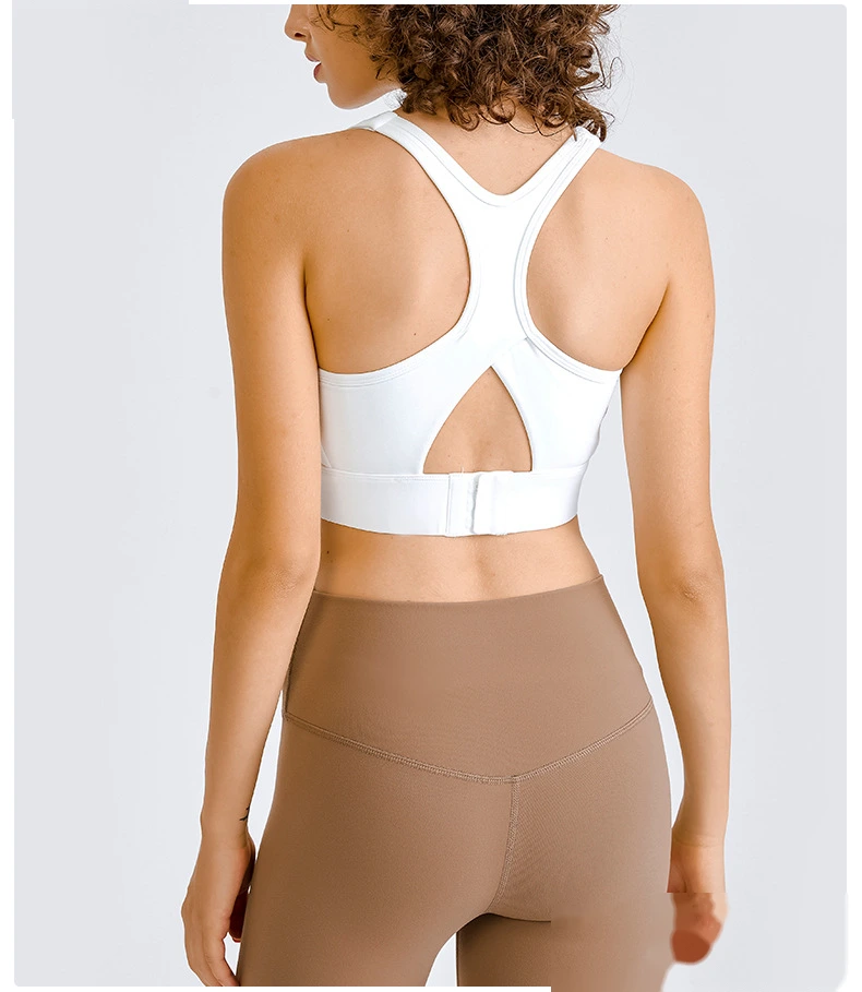 Womens buckle back u neck hollow out high strength sports bra detail
