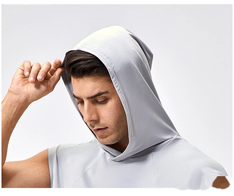 Customized men's loose quick-drying basketball running jacket hooded fitness vest detail