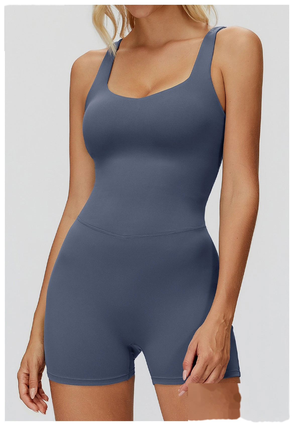 Women's Tight-Fitting Crisscross Back Yoga Bodysuit - Customizable High Elastic Short-Length One-Piece for Yoga, Running detail