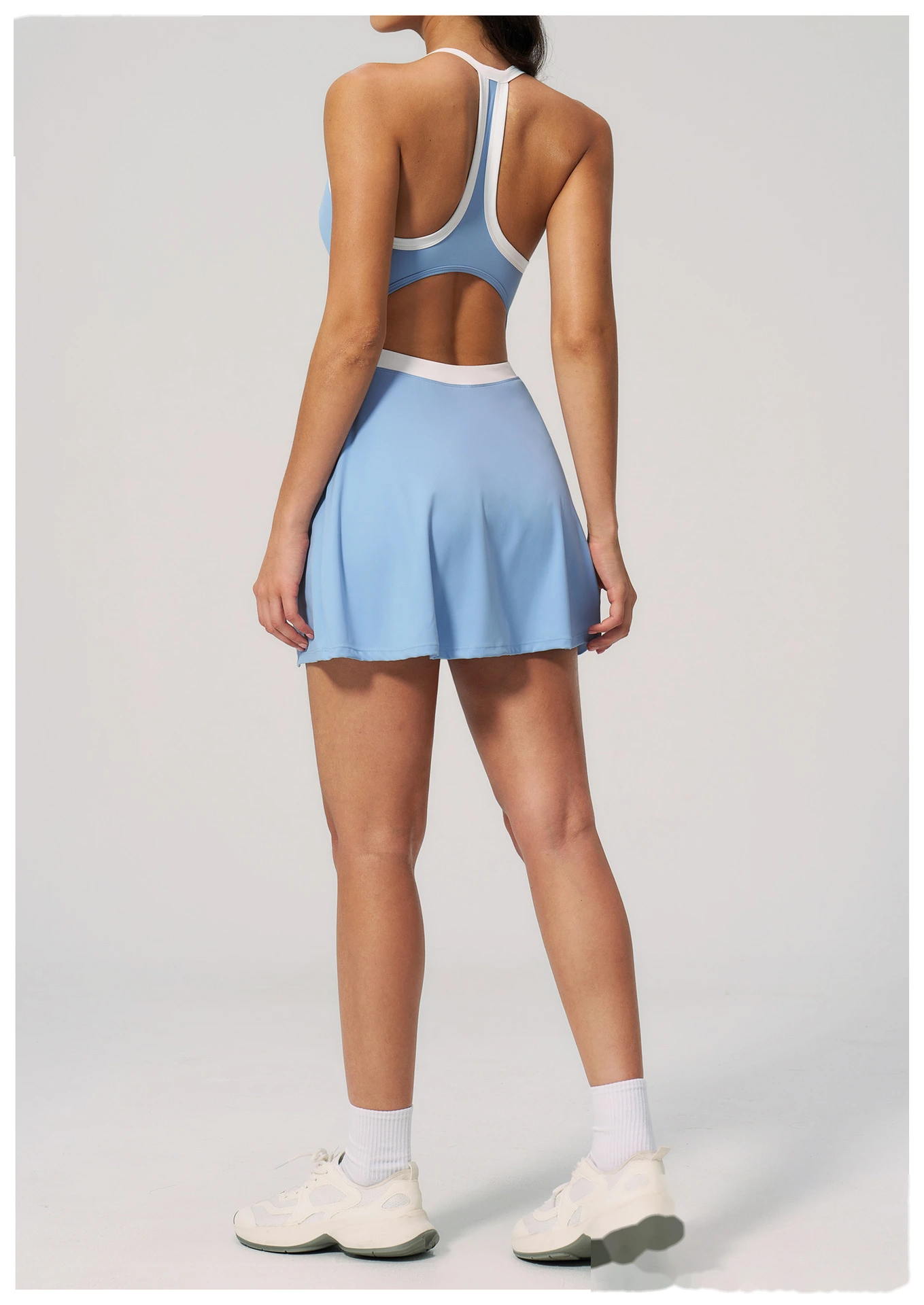 Women's Short Quick Dry Yoga Dress, Hollow Out Design, Naked Feel Slim Breathable Sports Fitness Dress detail