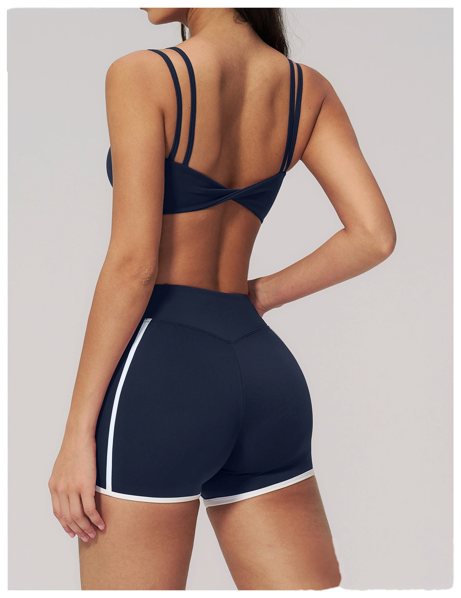 Women’s Naked Feeling Yoga Sports Bra Double Thin Strap Beauty Back Fitness Tank Top with Chest Pad detail