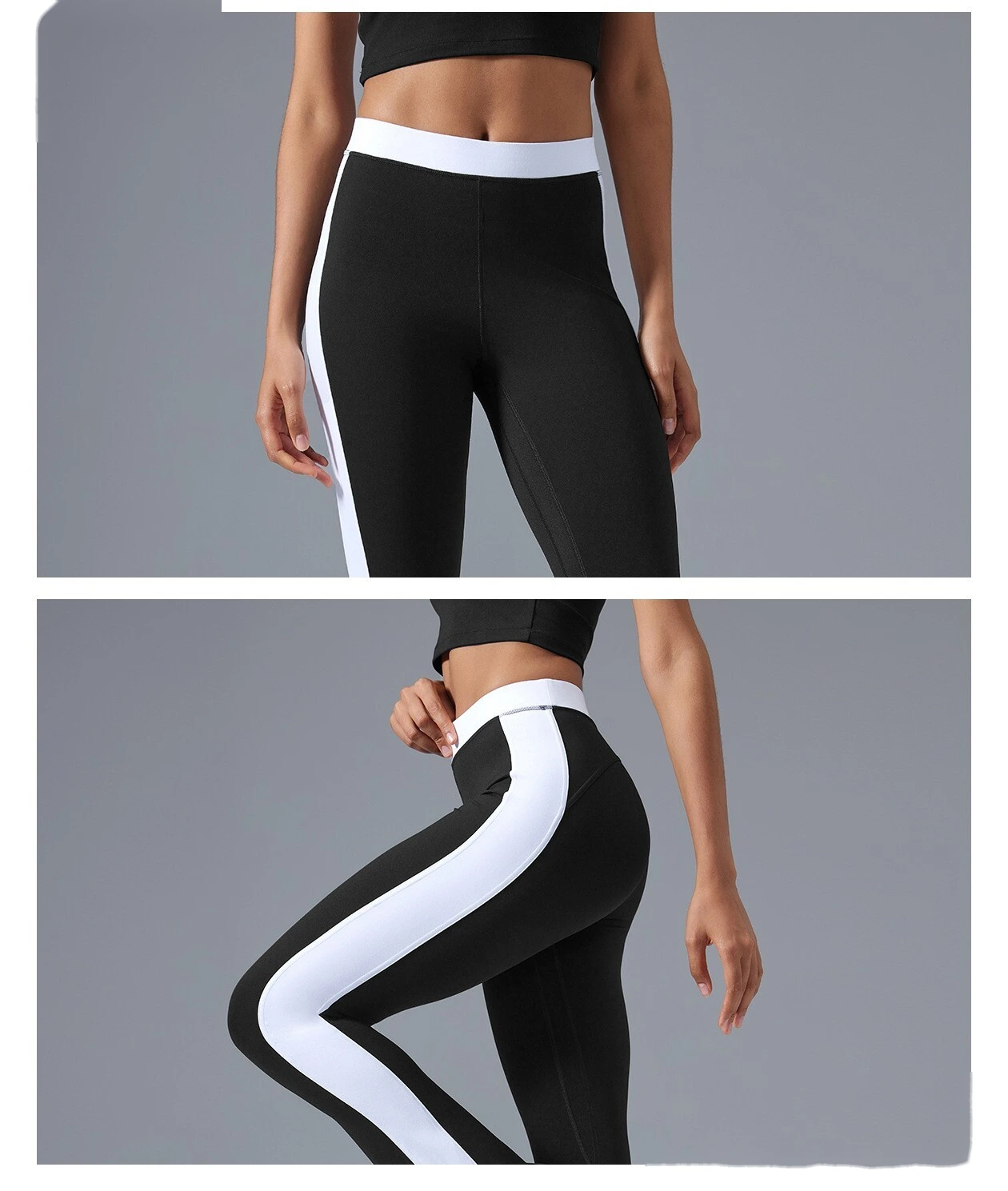 Customized contrast micro-pants, high waist and slim, wearing fitness yoga pants and leisure sports pants. detail