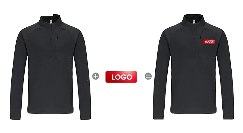Customized men's stand-up collar long-sleeved leisure sports T-shirt running fitness clothes detail