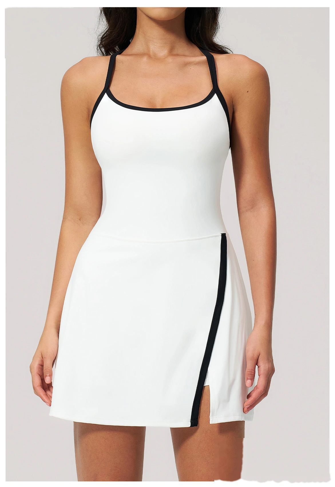 Women's Short Quick Dry Yoga Dress, Hollow Out Design, Naked Feel Slim Breathable Sports Fitness Dress detail