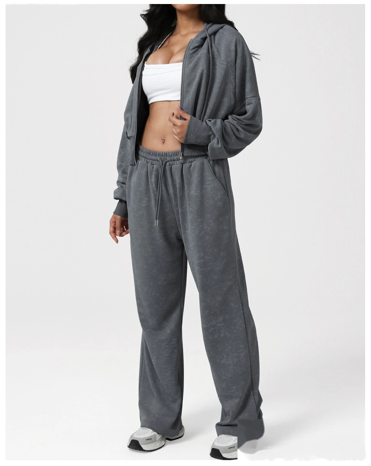 New Autumn & Winter Sports Casual Hooded Sweatshirt - Short-Length Waist-Cinched Retro Printed Cardigan Jacket for Yoga detail