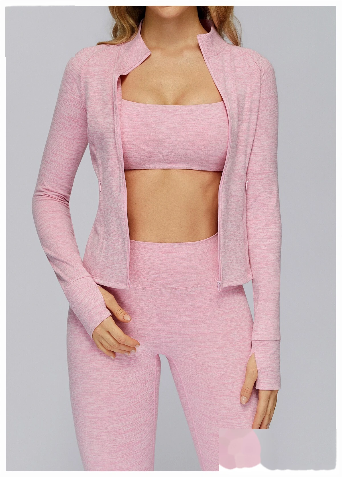 Customized long sleeve jacket zipper pocket quick-drying tight top outdoor sports running fitness jacket detail