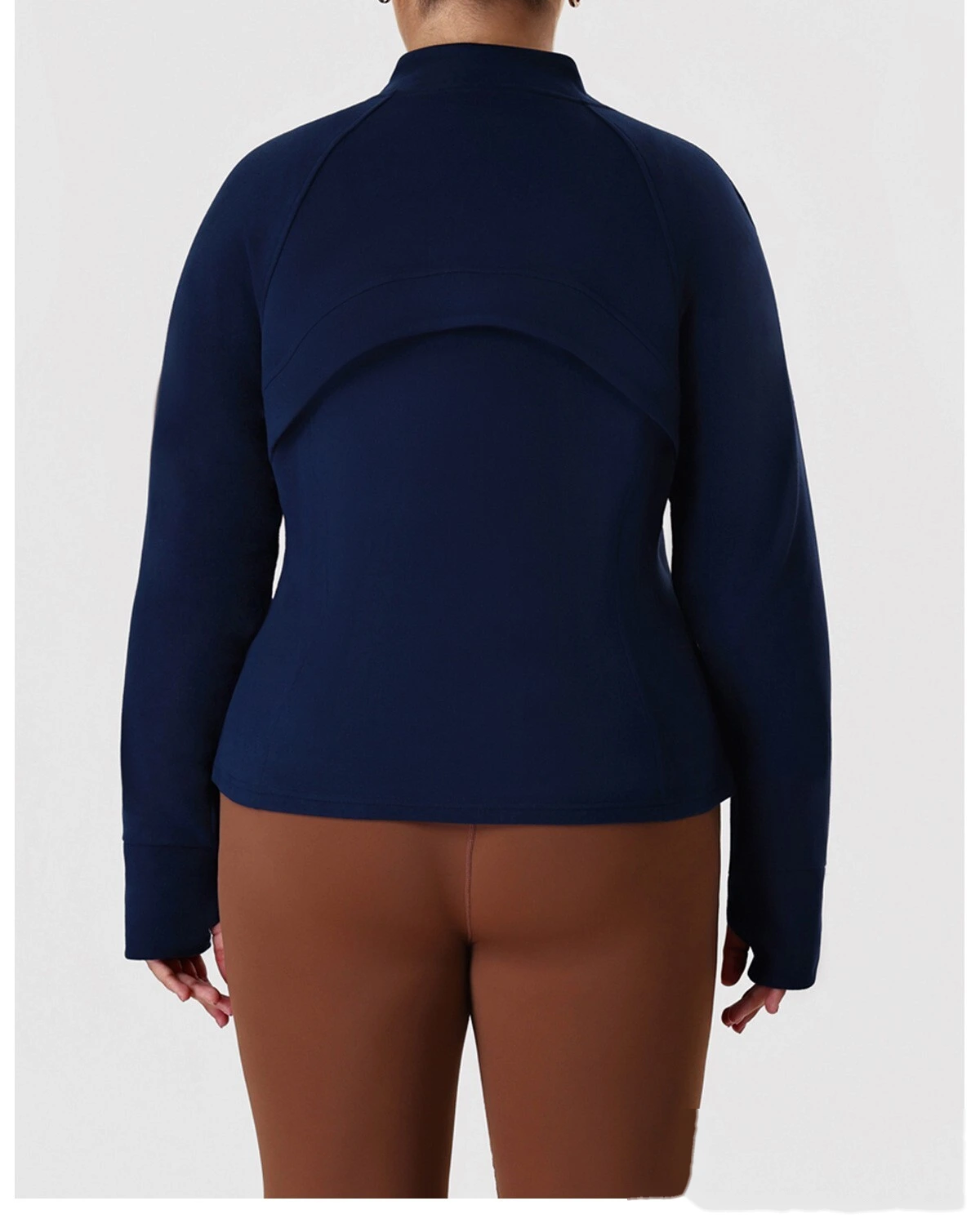 Custom Plus Size Slimming Fleece Sports Jacket for Women - Warm Figure-Hiding Stand Collar Plush Yoga Outerwear detail