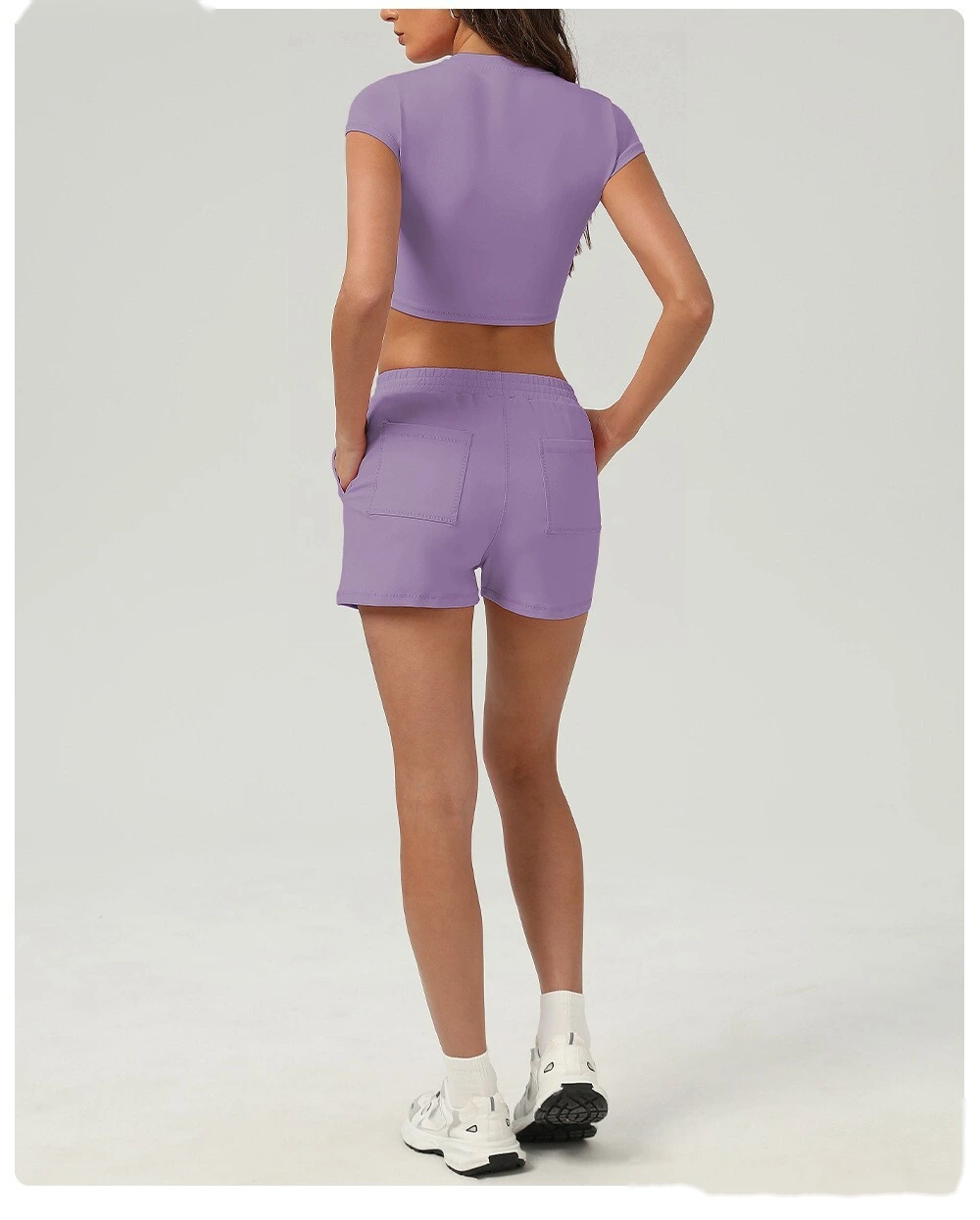 Sports and leisure high waist pocket tight shorts running sports peach hip outdoor fitness shorts female detail