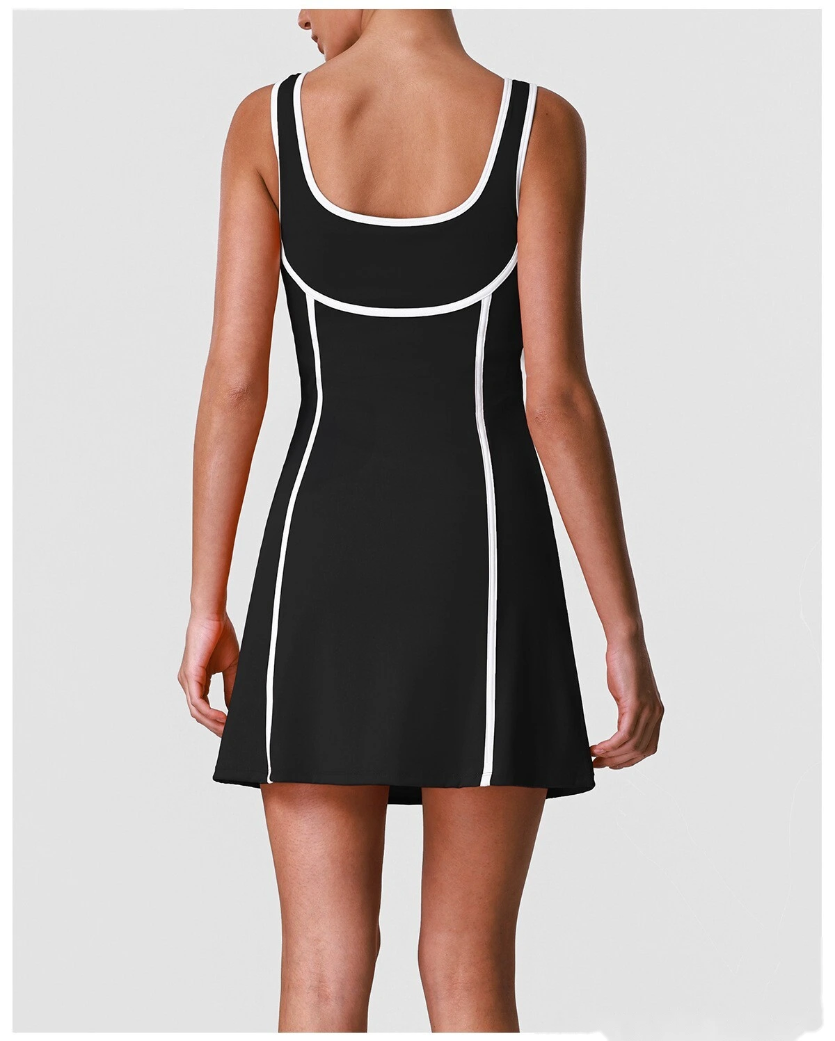 Custom Women’s Slim Fit Halter Tennis Skort Romper Backless Beauty Back Yoga Workout Dress detail