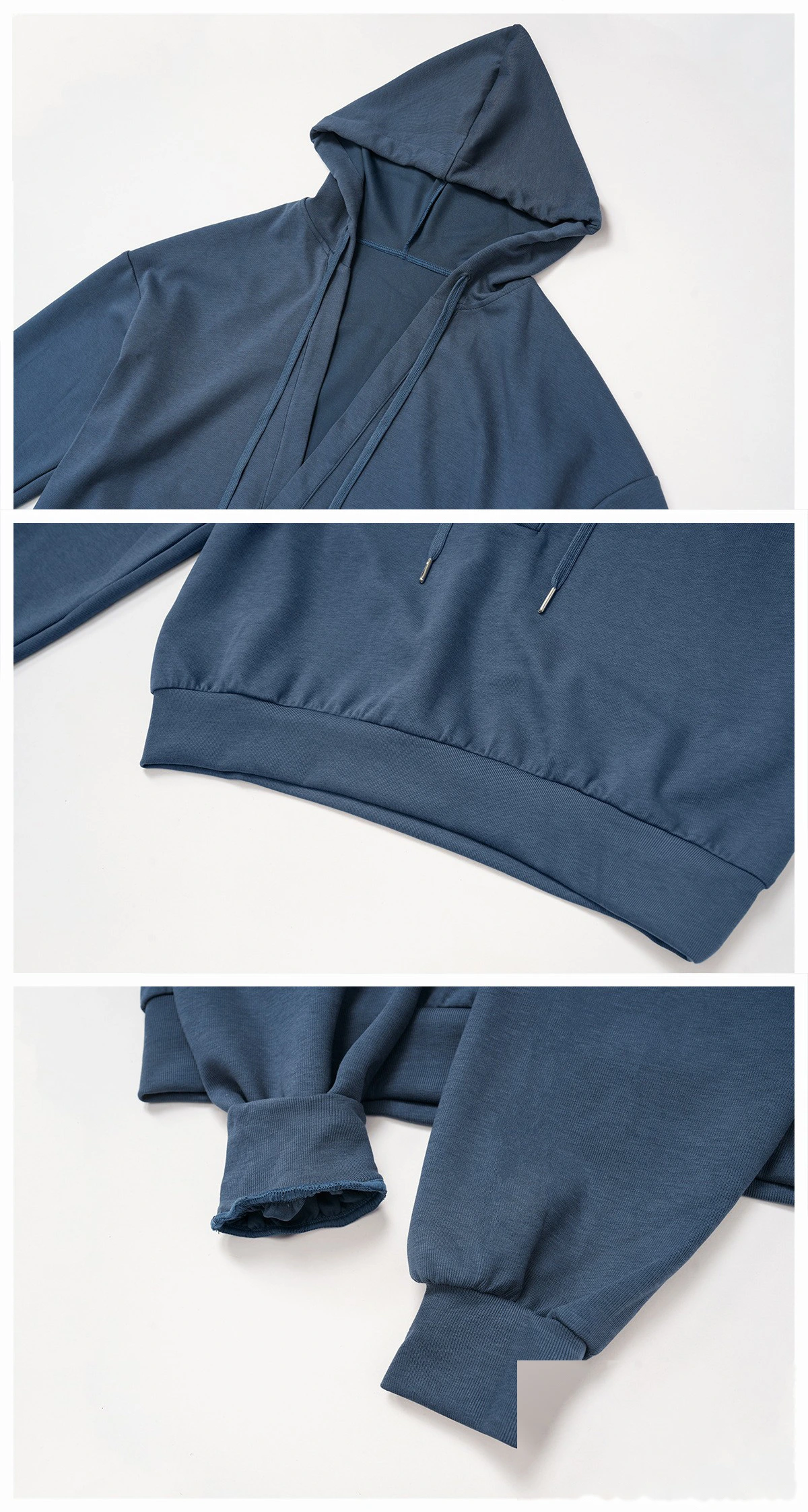 Custom new style hooded large V-neck loose and comfortable top, outdoor running sports sweatshirt detail