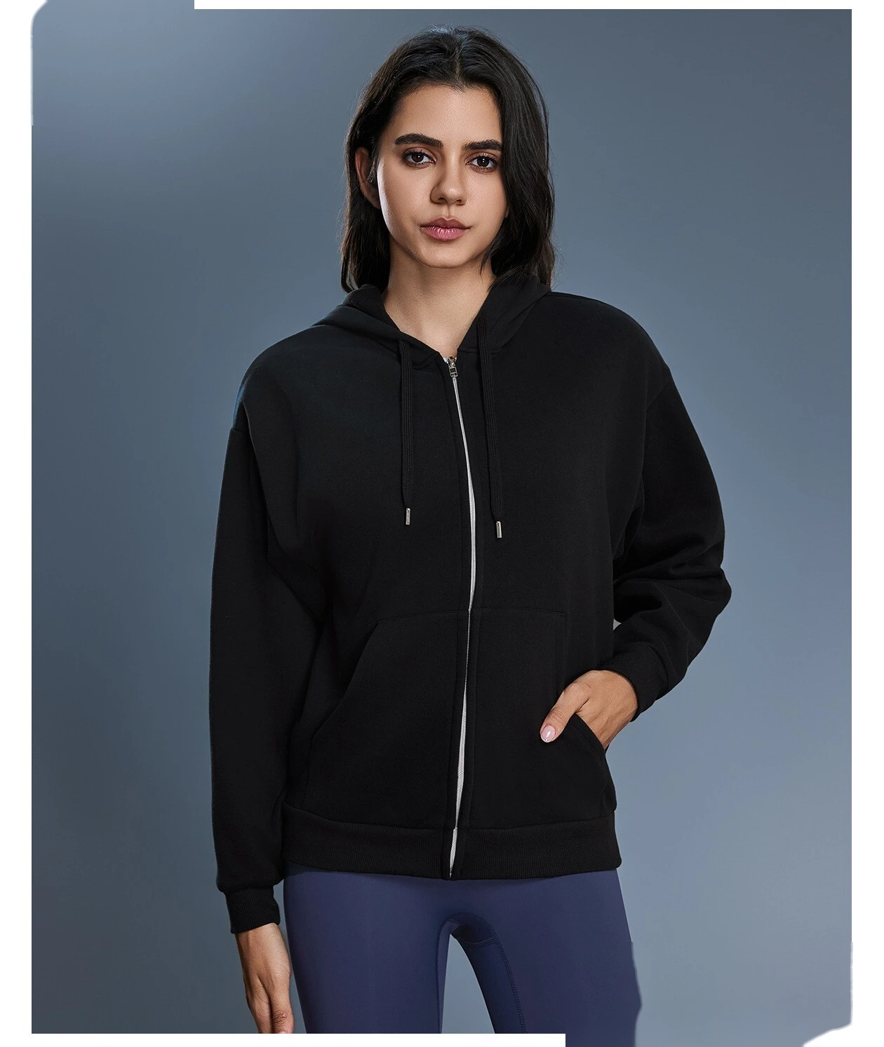 Custom Women's Winter Fleece Hoodie | Windproof Warm, Loose Slim, Zip-Up Cardigan Jacket detail