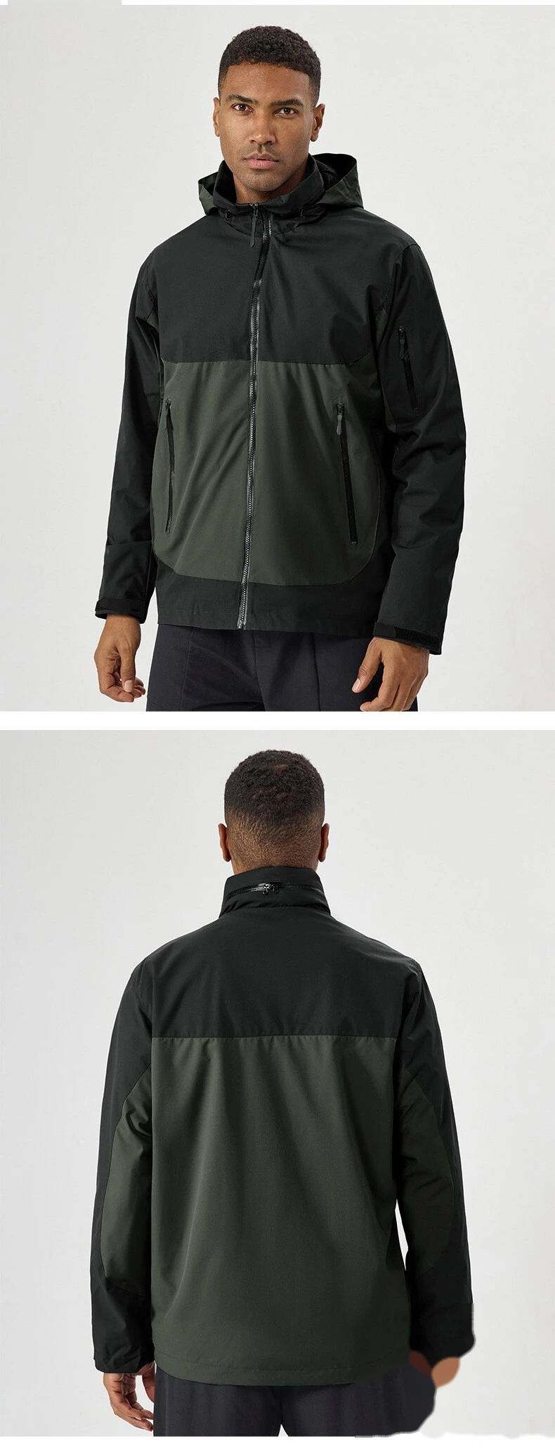 Custom Men's Multi-Functional Outdoor Jacket - Hooded, Windproof, Waterproof for Hiking & Mountaineering detail