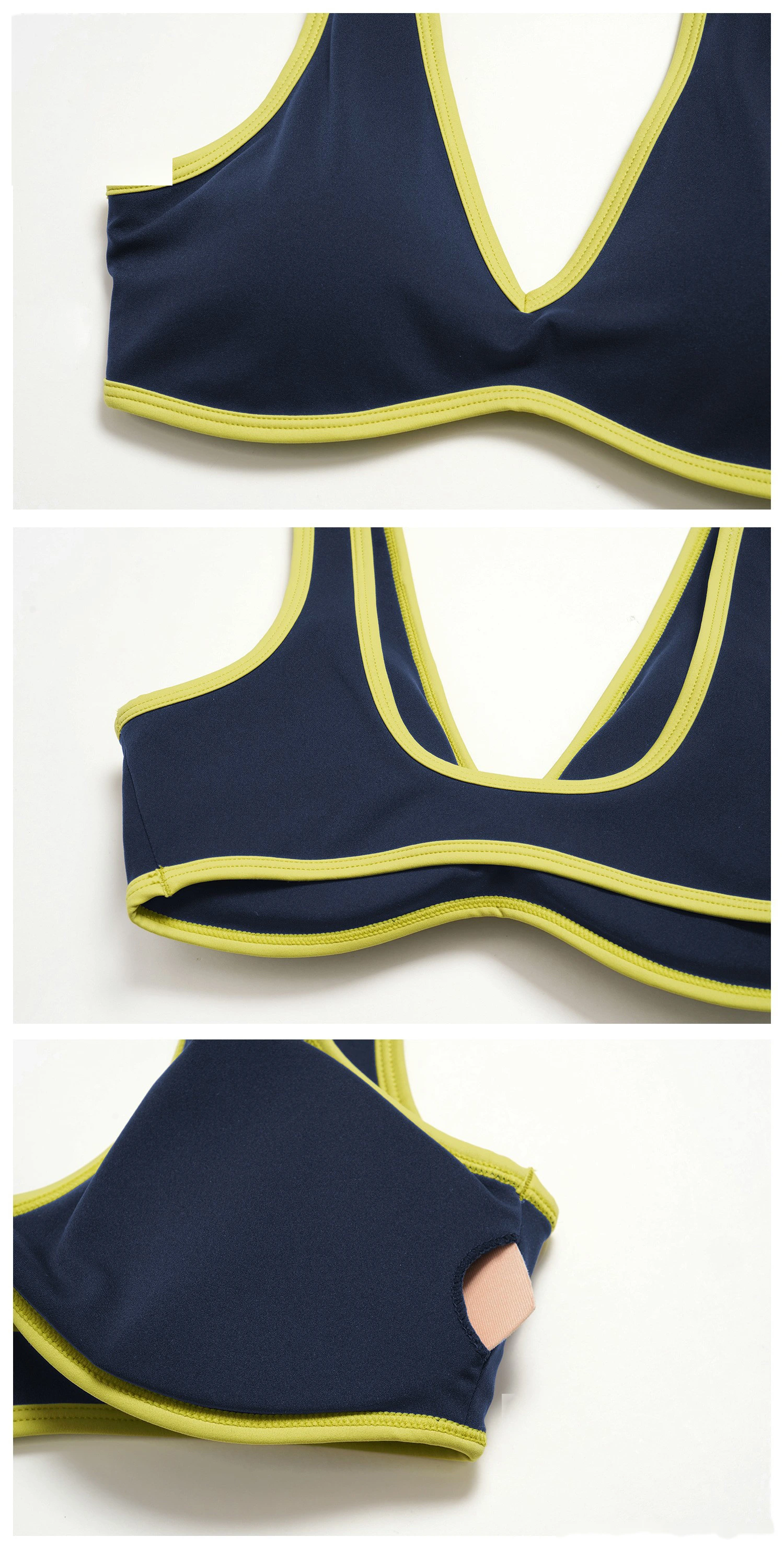Women Color Block Open Back Sports Bra, Quick Dry Breathable Outdoor Workout Yoga Athletic Bra detail