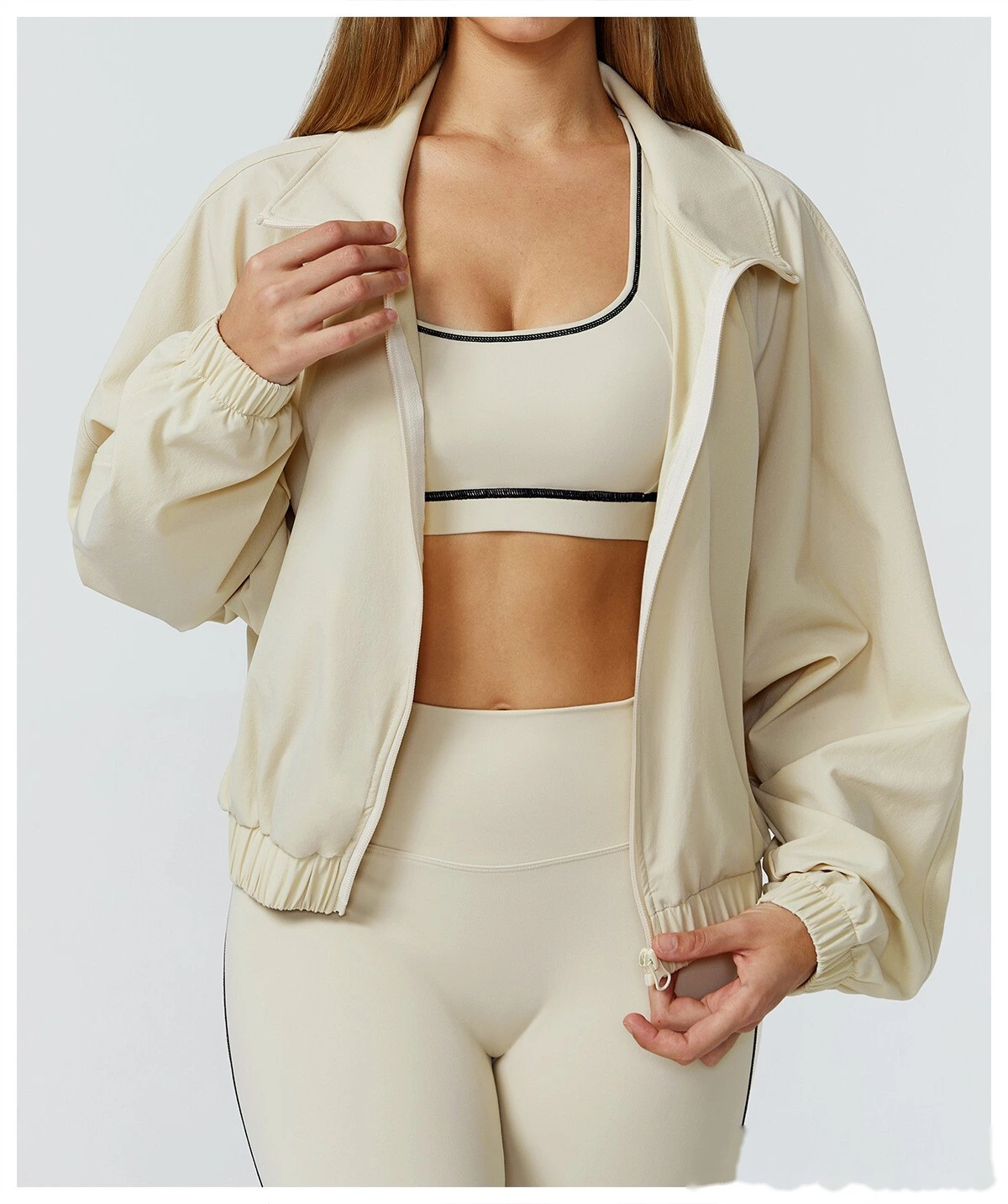 Custom-made stand-up collar sports coat women's windproof outdoor running fitness long-sleeved yoga clothing coat detail