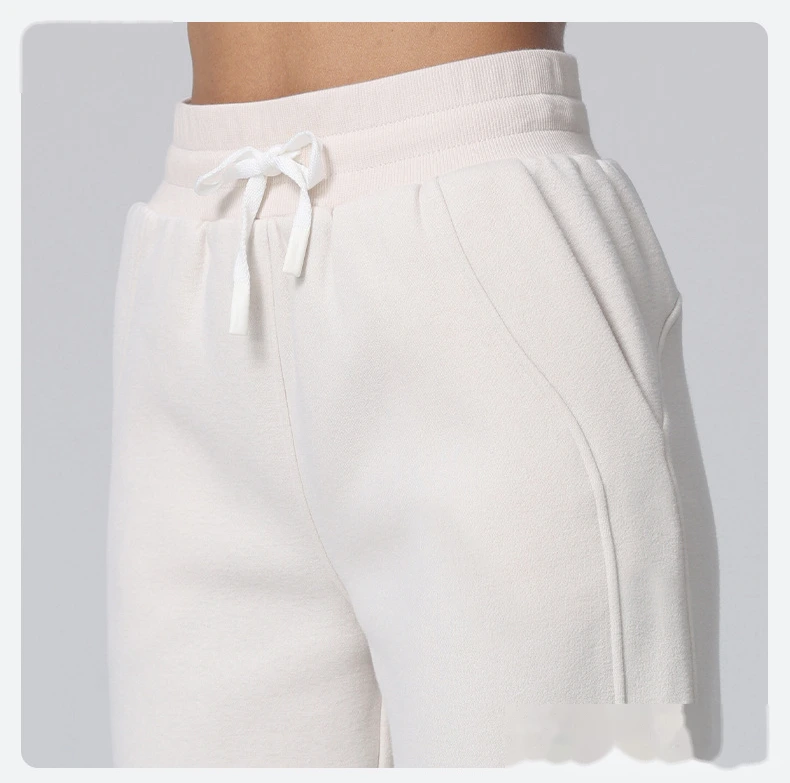 Custom autumn and winter high waist yoga pants casual straight wide-leg pants running plus velvet sports pants women detail