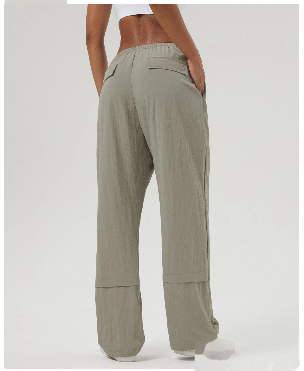 Custom-made loose casual overalls women's high-waisted leg straight pants autumn and winter outdoor sports pants detail