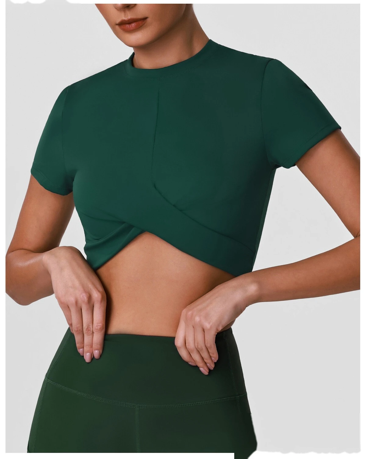 Women's Custom Waist Slimming Slim Fit Sports Fitness Short Sleeve, Casual Short Length Outdoor Yoga Top T-Shirt detail