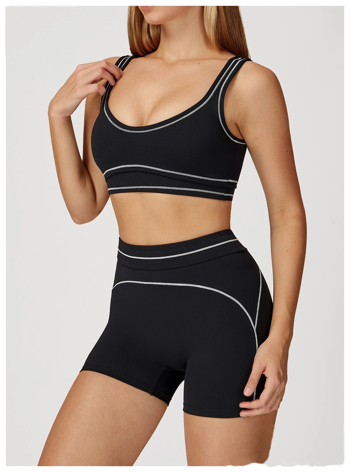 Customized contrast sanding yoga bra U-back sports bra running fitness yoga clothes detail