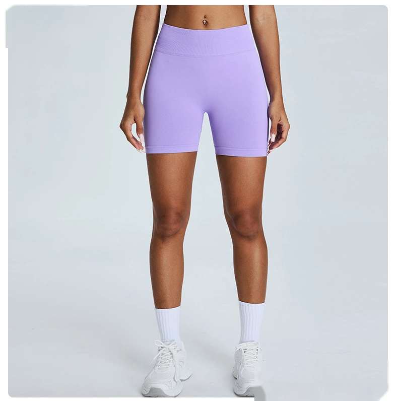 Seamless yoga shorts women's three-point high waist sweatpants nude quick-drying fitness yoga clothes - allni detail