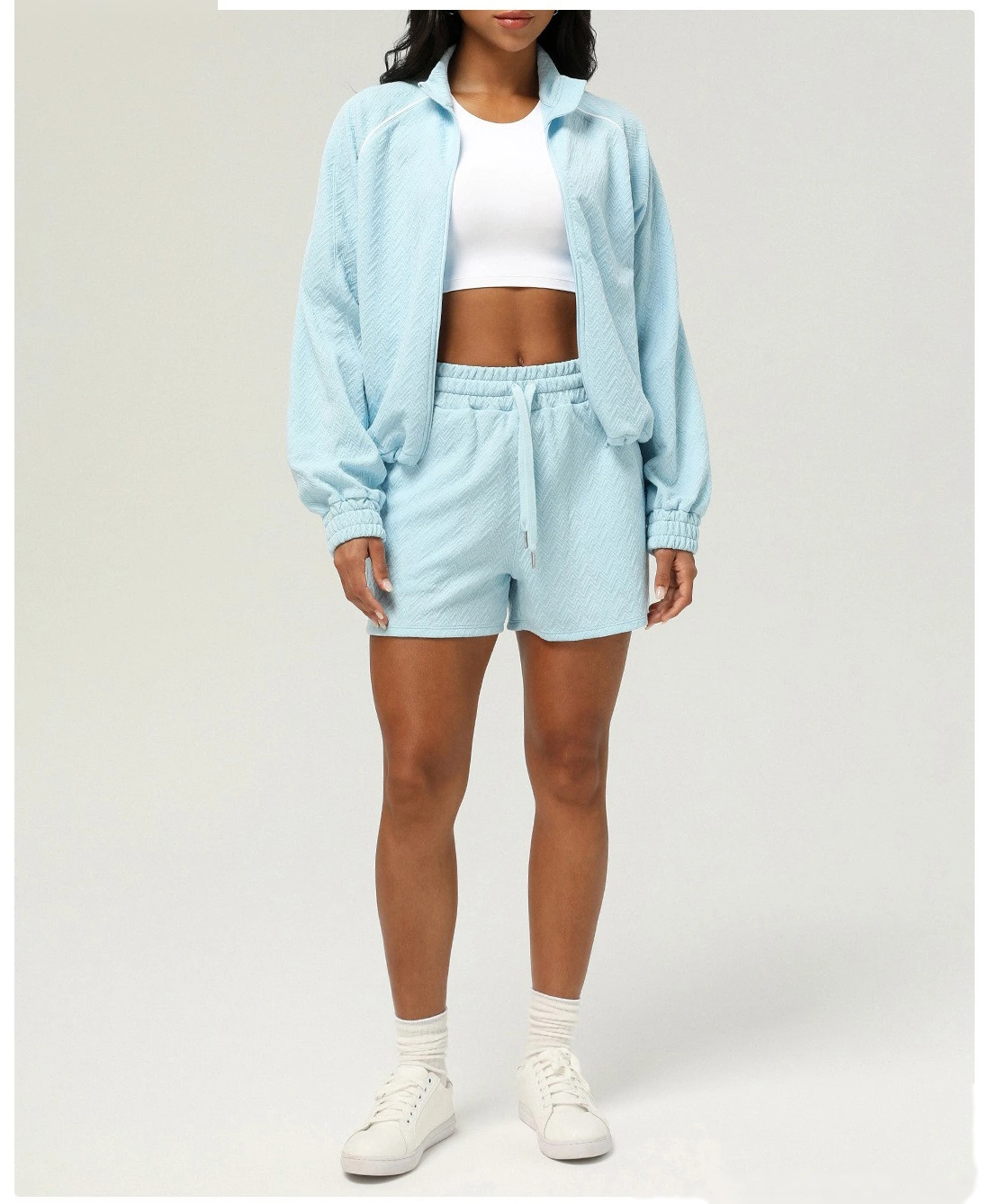 Custom autumn and winter sports and leisure collar jacket women's sweater outdoor fitness coat zipper coat detail