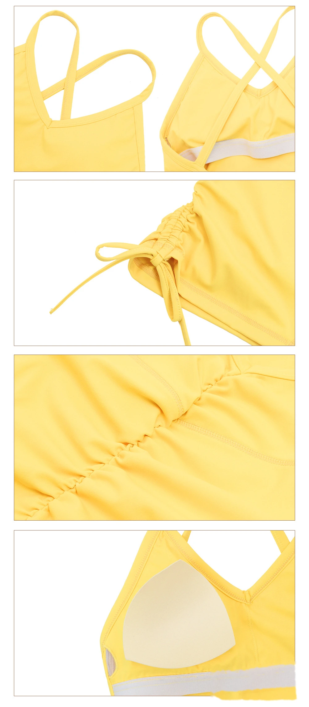 Custom-made European and American thin ribbon cross back yoga clothes tight shorts jumpsuit with chest pad detail
