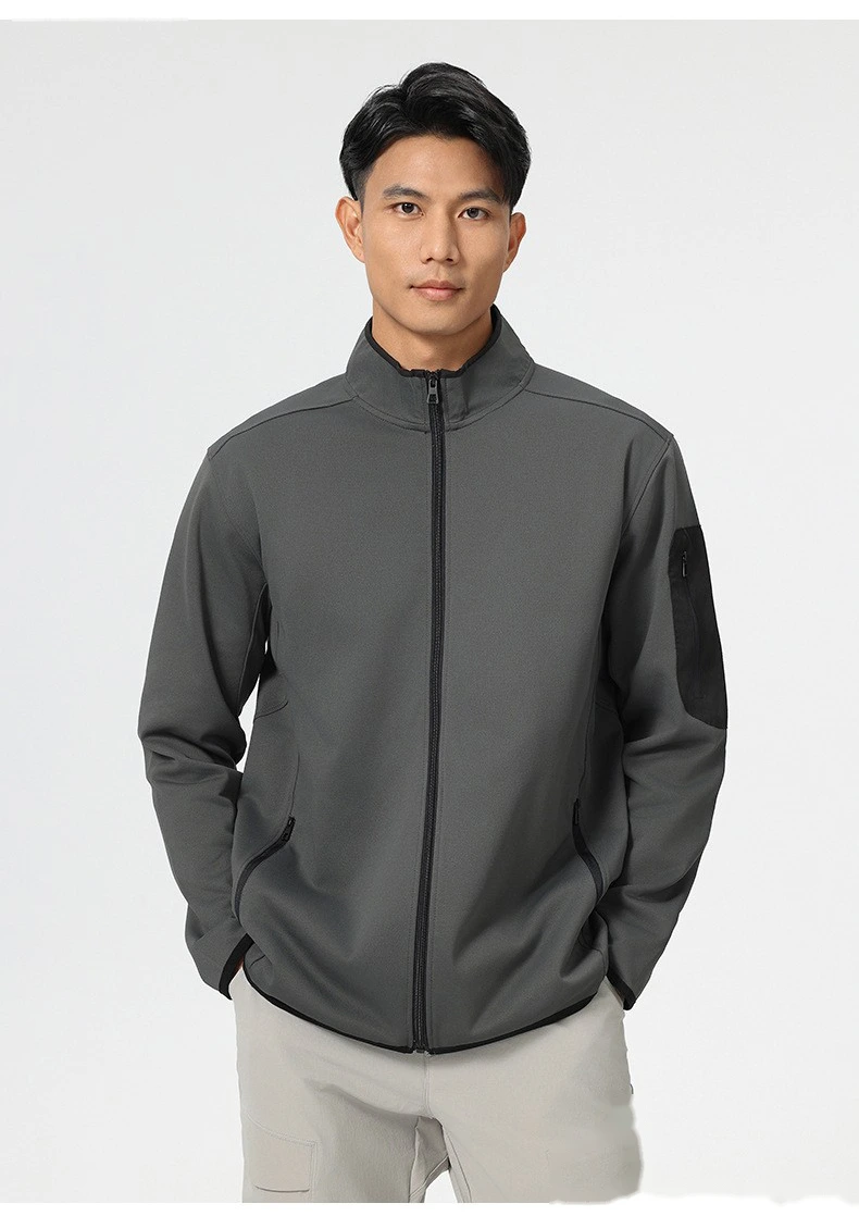 Customized outdoor windproof sports coat men's stand-up collar casual lightweight warm jacket detail