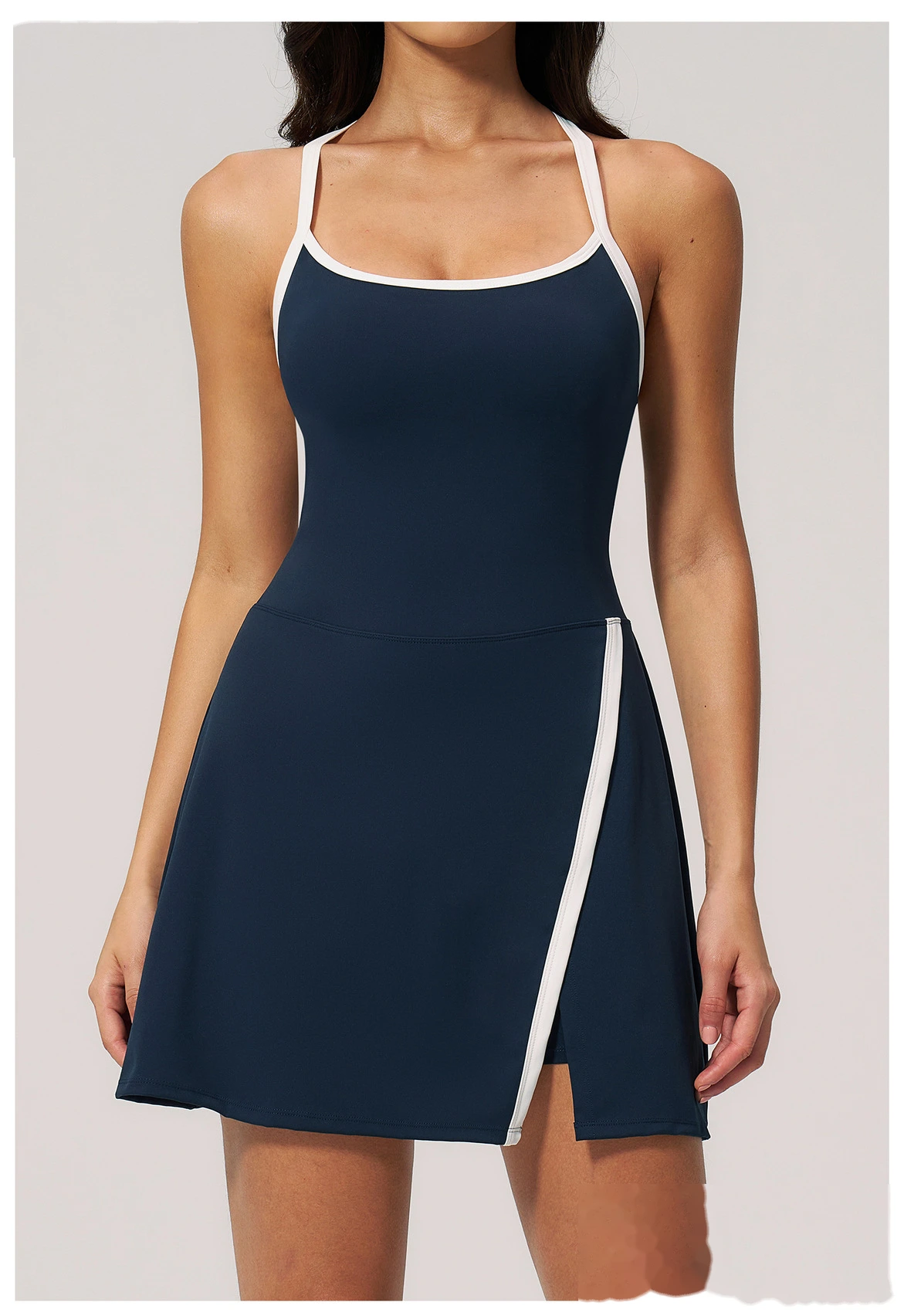 Women's Short Quick Dry Yoga Dress, Hollow Out Design, Naked Feel Slim Breathable Sports Fitness Dress detail