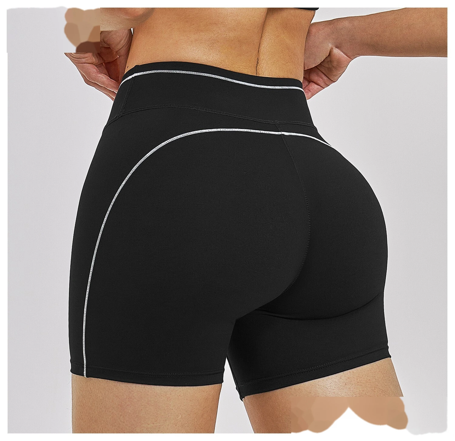 Women’s High Waist Color Block Casual Shorts Yoga Running Fitness Sports Shorts Custom detail