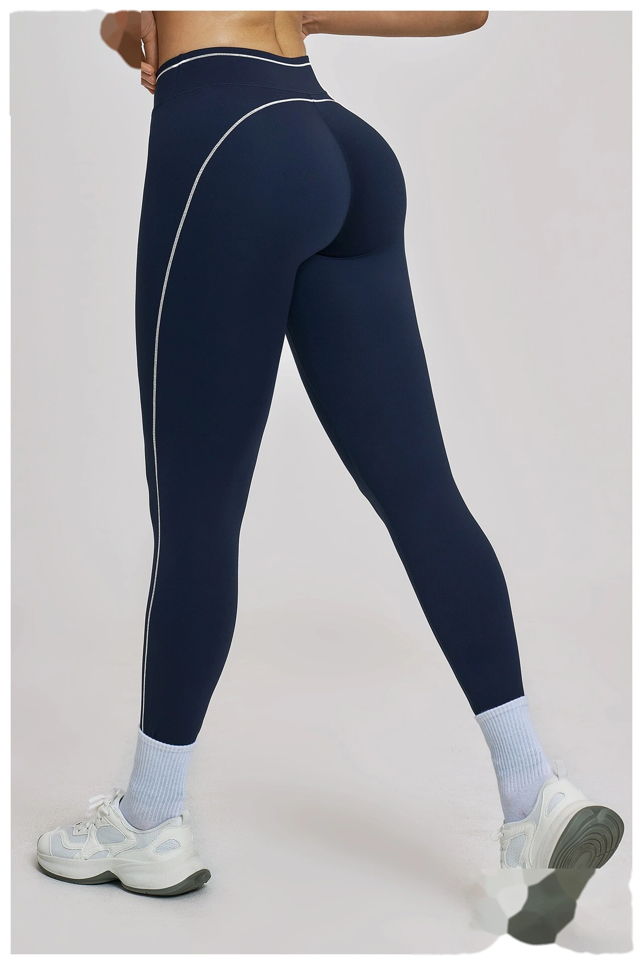Custom Women’s High Waist Color Block Fitness Leggings Quick Dry Slim Workout Pants Running Sports Trousers detail