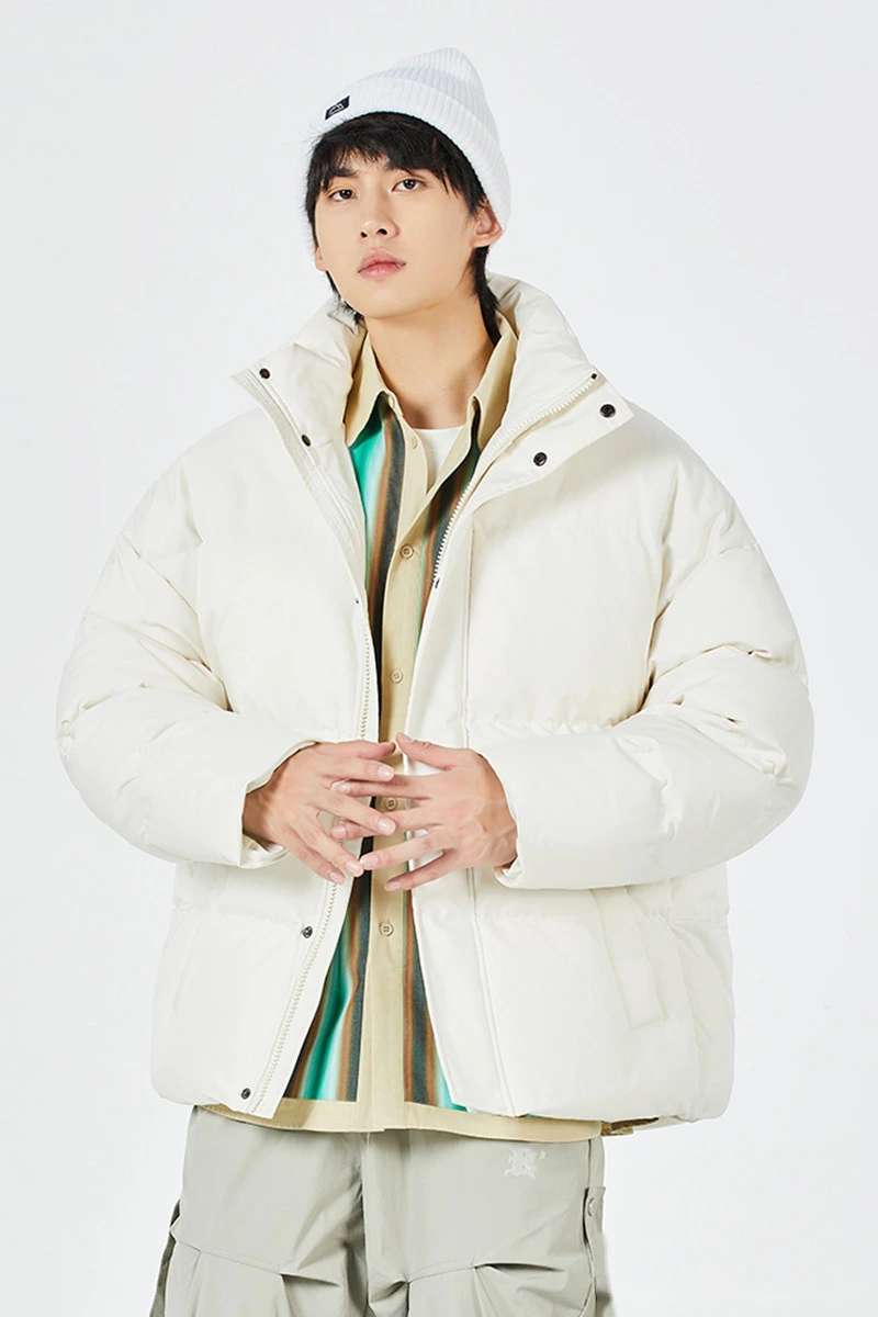 Customized men's and women's winter fashion warm cotton-padded down jacket coat detail